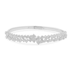 Dual Line Natural 4,90cts zertifiziert Diamant-Armband Armreif 18k Weißgold