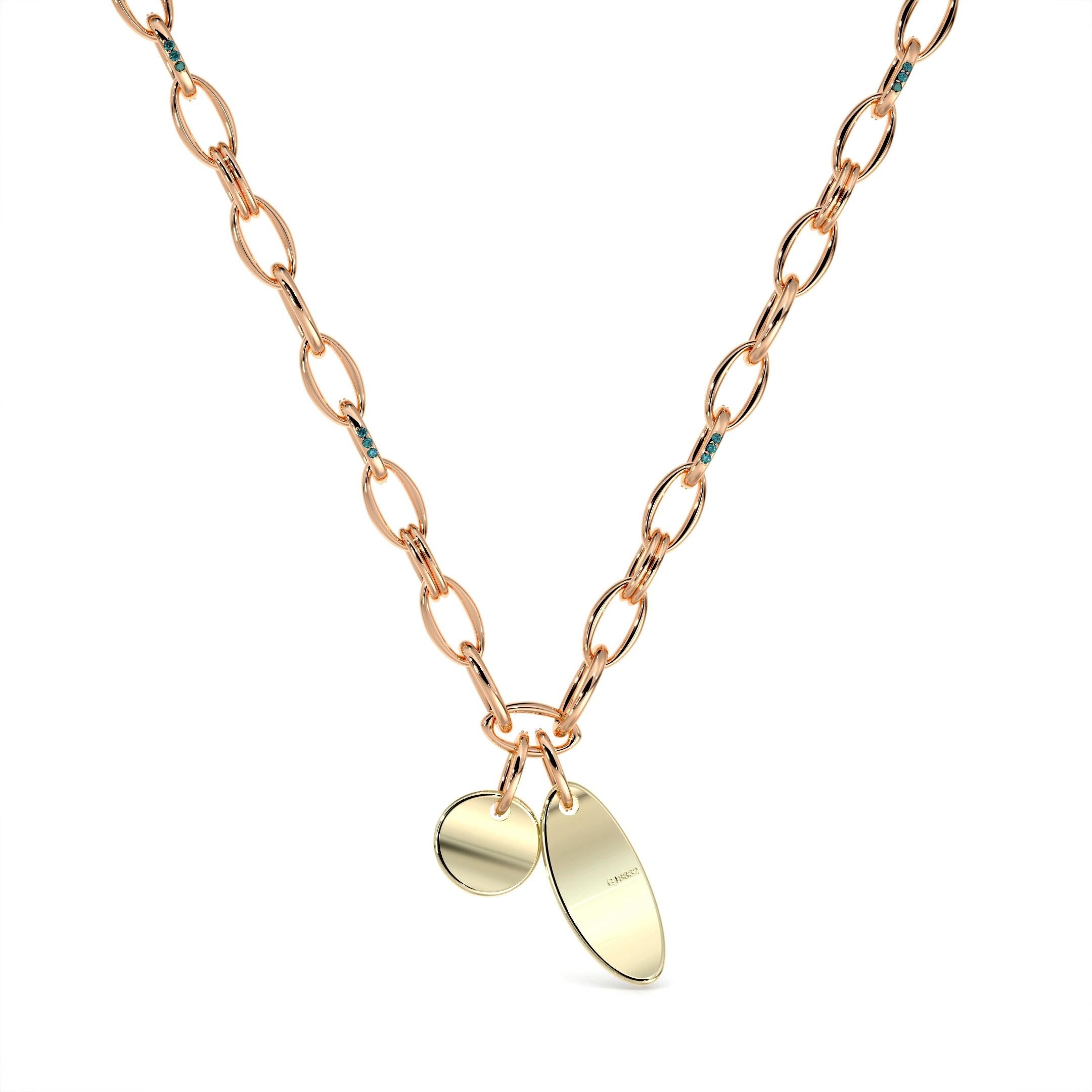 Artiste Collier à double pendentifs en diamants bleus et blancs de SOONHEE (taille 35~48cm) en vente