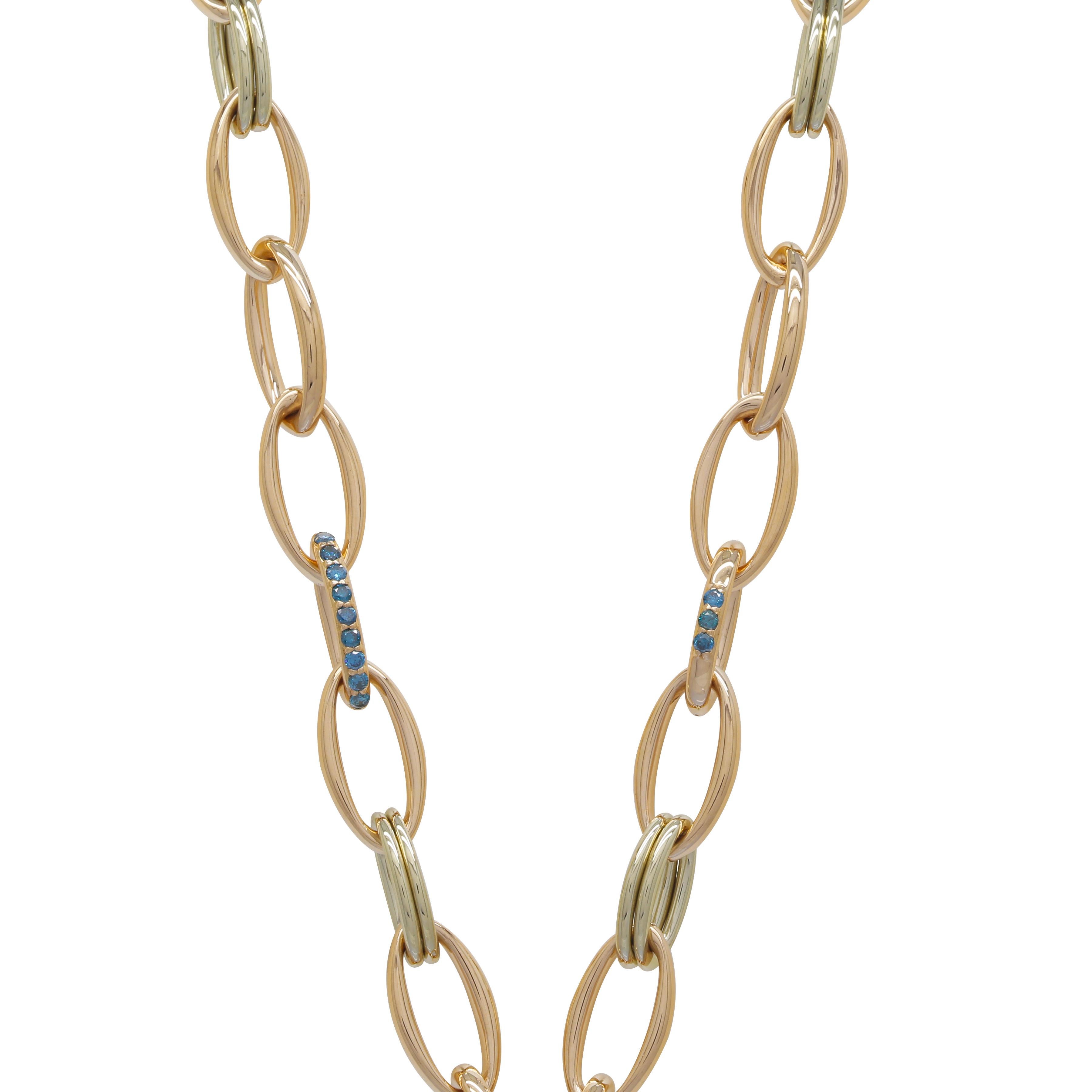 Collier à double pendentifs en diamants bleus et blancs de SOONHEE (taille 35~48cm) en vente 1