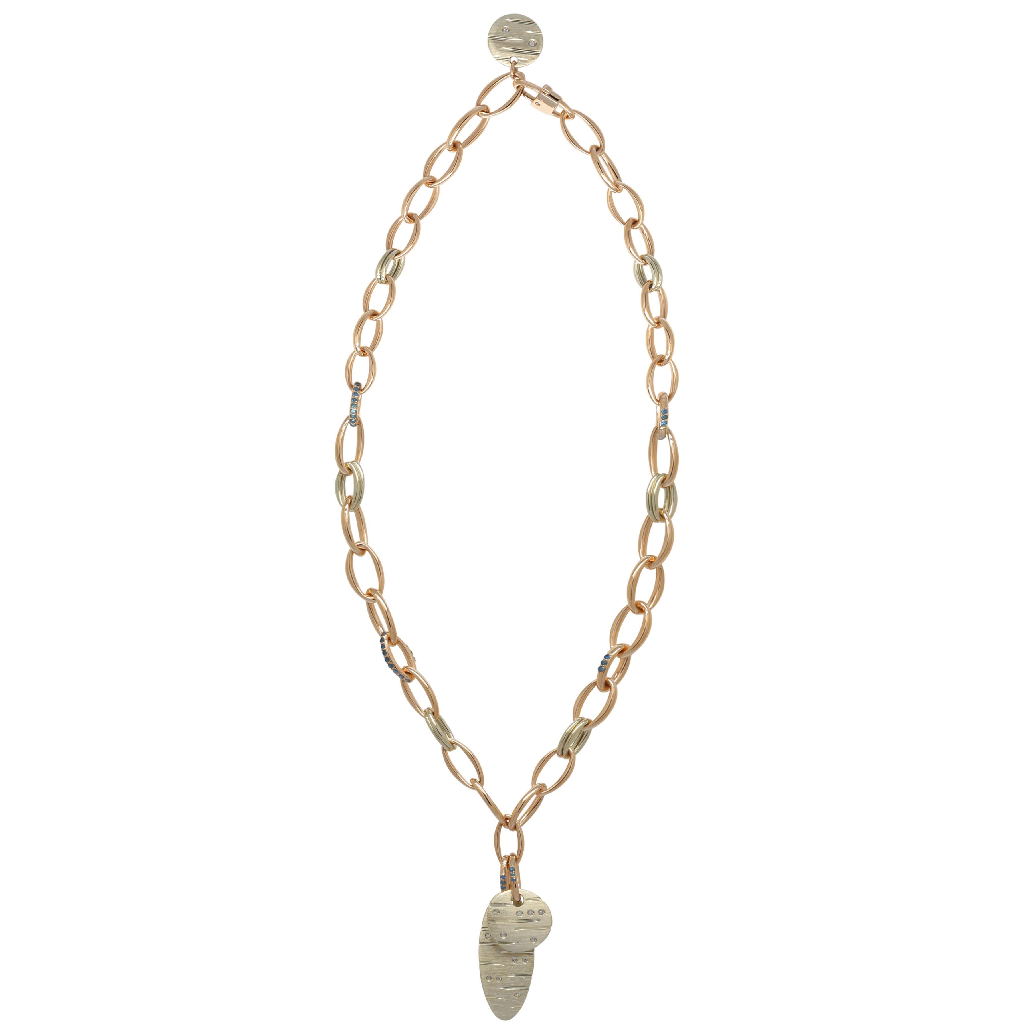 Collana con doppio ciondolo con diamanti bianchi e blu di SOONHEE (dimensioni 35~48 cm) in vendita 2