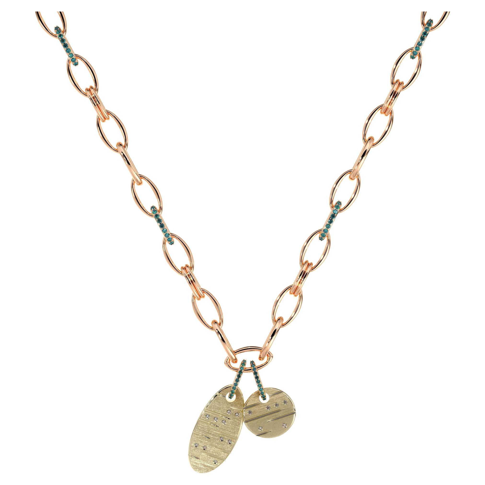 Collana con doppio ciondolo con diamanti bianchi e blu di SOONHEE (dimensioni 35~48 cm)