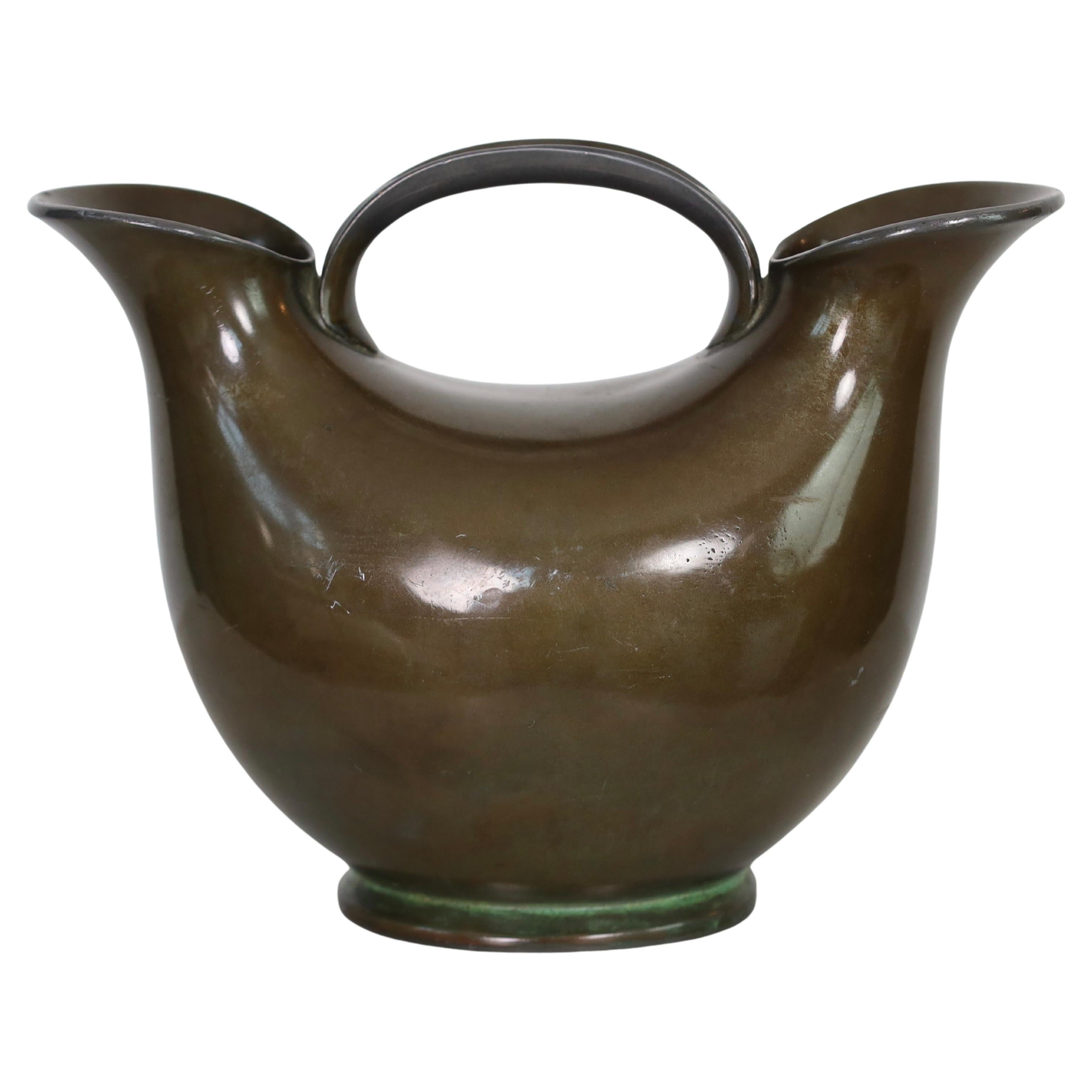 Dual-Pipe Discometal Vase by Just Andersen, 1920s, Denmark