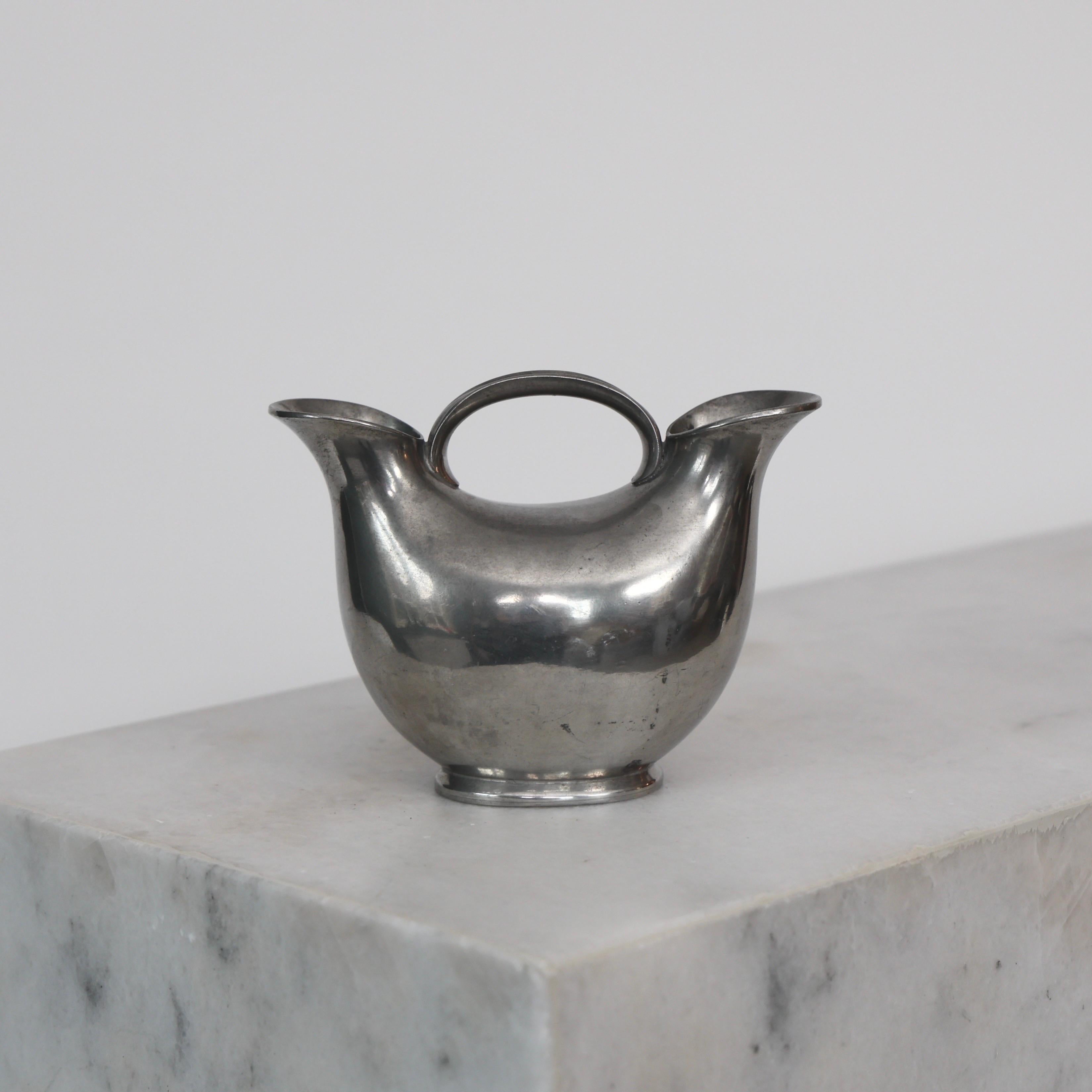 Early 20th Century Dual-Pipe Pewter Vase by Just Andersen, 1920s, Denmark For Sale