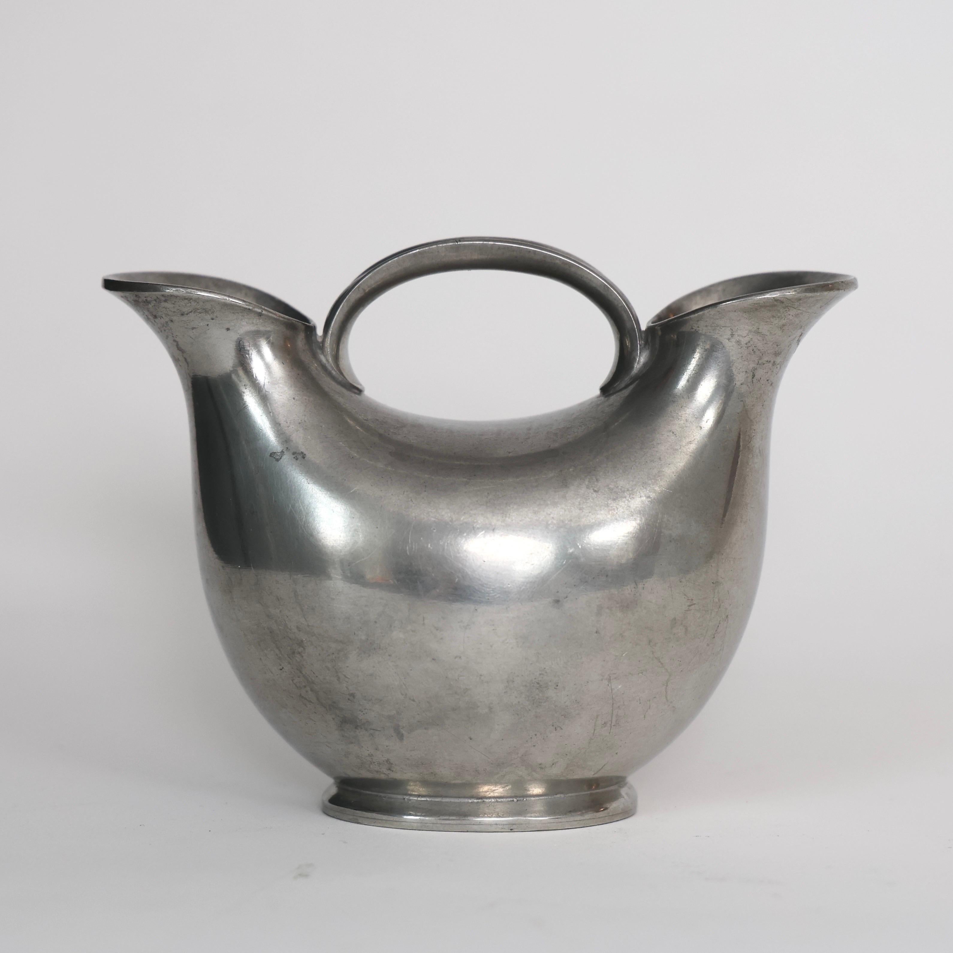 Dual-Pipe Pewter Vase by Just Andersen, 1920s, Denmark For Sale 1