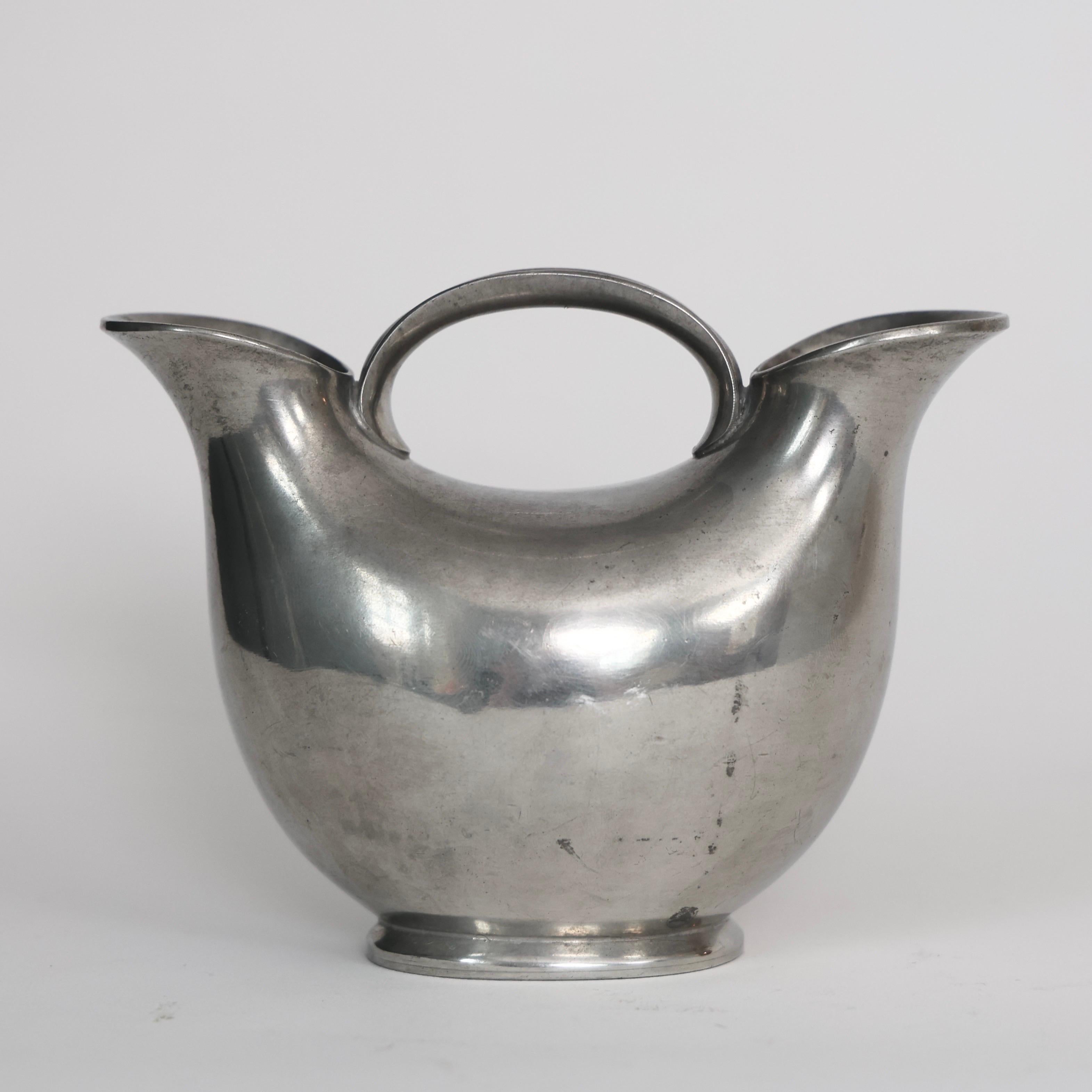 Dual-Pipe Pewter Vase by Just Andersen, 1920s, Denmark For Sale 2