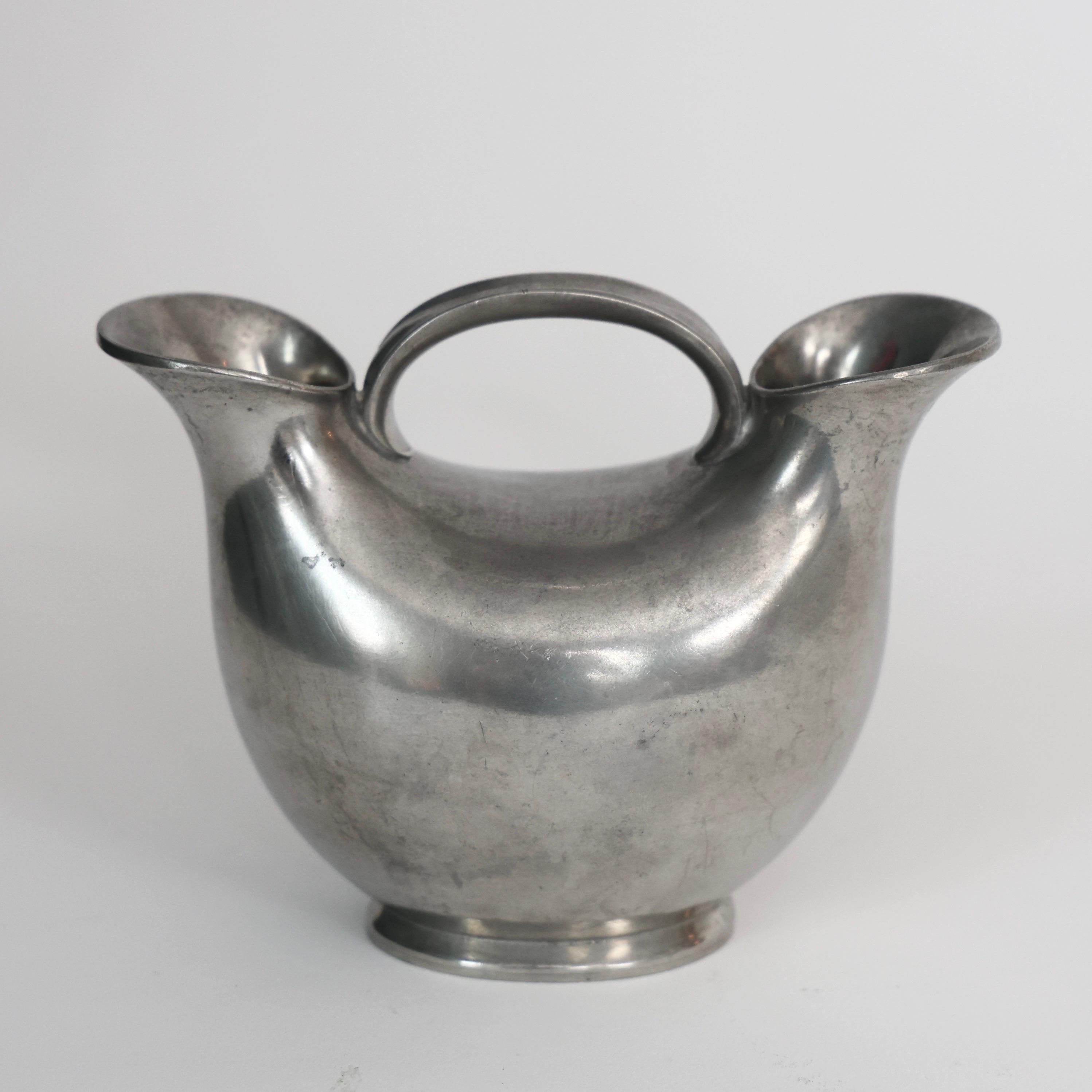 Dual-Pipe Pewter Vase by Just Andersen, 1920s, Denmark For Sale 3