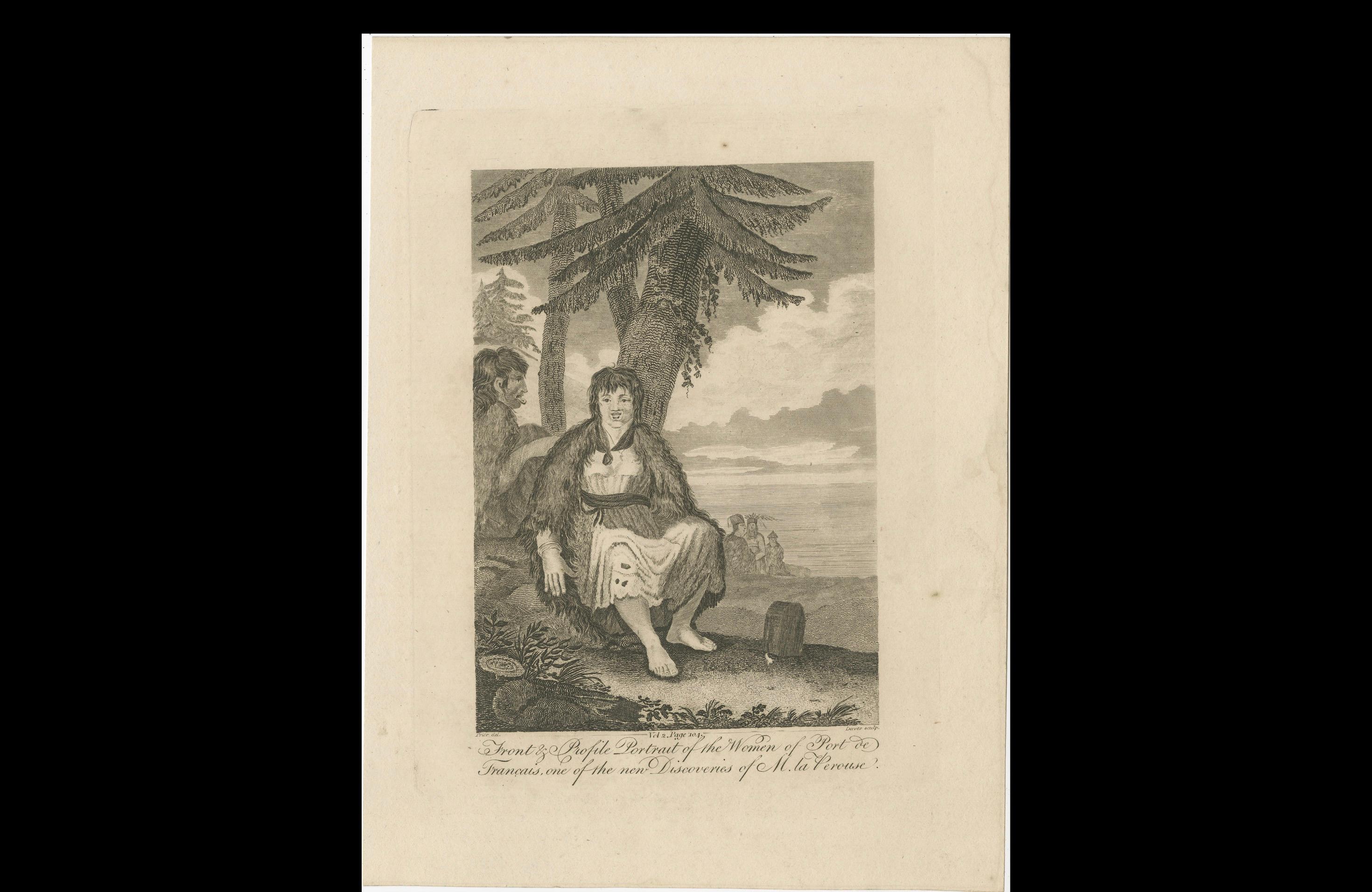 Paper Dual Portraiture of a Woman from Port Francais, 1807 For Sale