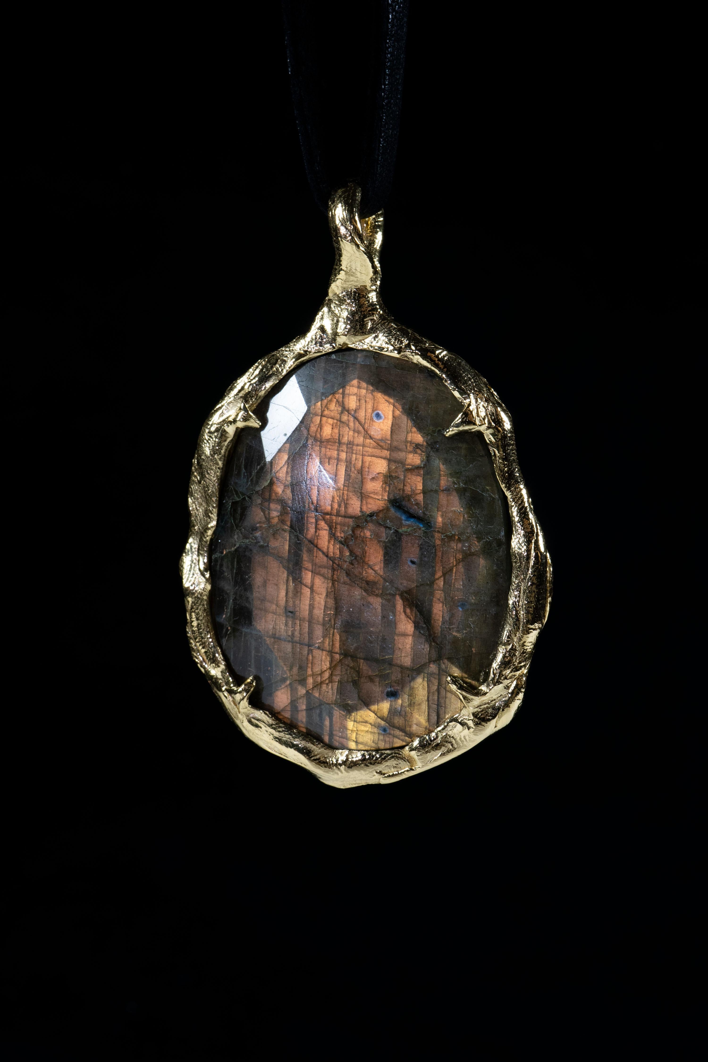 Contemporary Dual Reality (10K Gold Plated, Labradorite Pendant) by Ken Fury