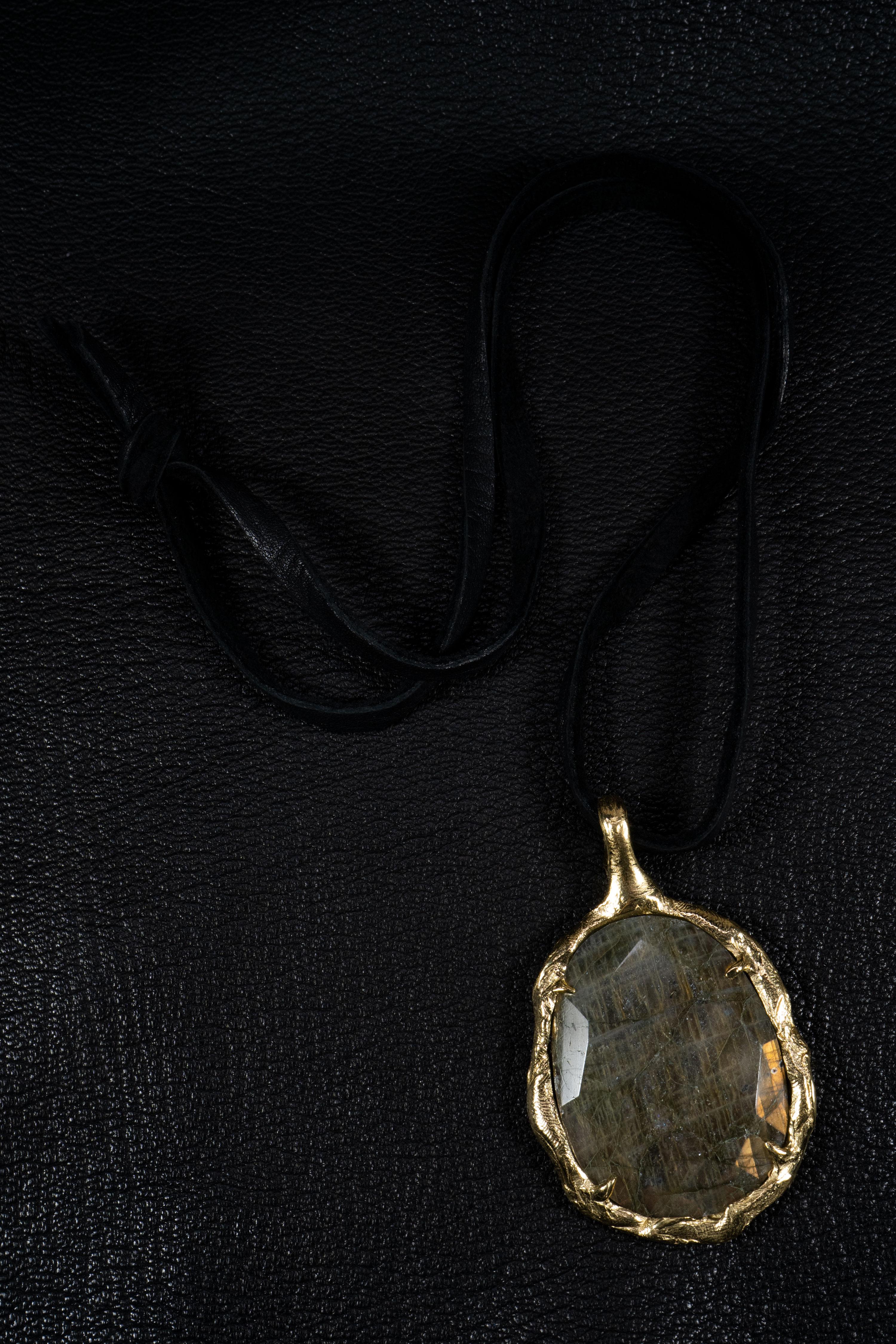 Rough Cut Dual Reality (10K Gold Plated, Labradorite Pendant) by Ken Fury