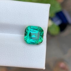 Pierre précieuse de tourmaline carrée taille coussin, de couleur vert bleuâtre à double nuance, pour bijoux, 9 mm