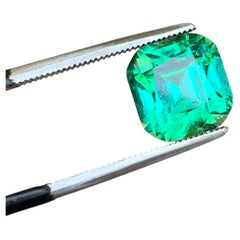Pierre précieuse de tourmaline carrée taille coussin, de couleur vert bleuâtre à double nuance, pour bijoux, 9 mm