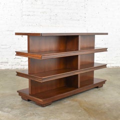 Dual Sided Low Bookcase Console Table Inlaid Top Theodore Alexander Attribution