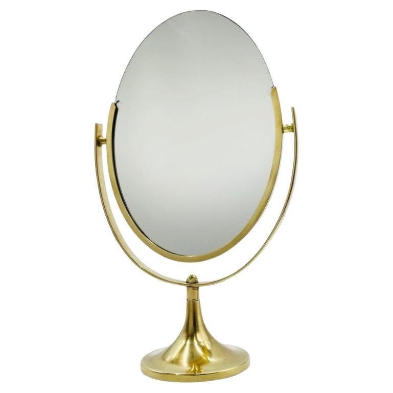 Dual Sided Vanity Mirror in Brass by Charles Hollis Jones, USA 1970's For Sale