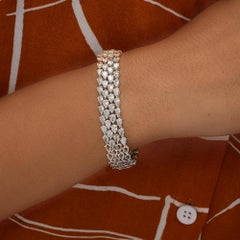 Two Tone 18K Solid Gold 10.39 Ct SI/H Pear Cut Diamond Wedding Bangle Bracelet