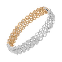 Dual Tone 10.39Ct SI/H Pear Diamond Wedding Bracelet 18K Gold Fine Jewelry