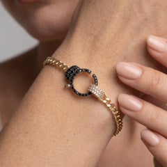 Dual Tone Diamond Clasp 14K (or 18k upon request) Gold Curb Bracelet