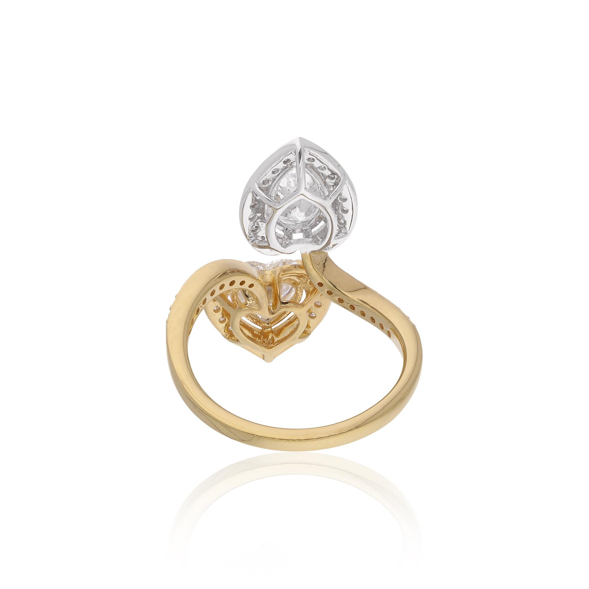 Im Angebot: Dual Tone Multi Form SI/H Diamond Open Wraparound Ring für Frau 14k Gelbgold () 7