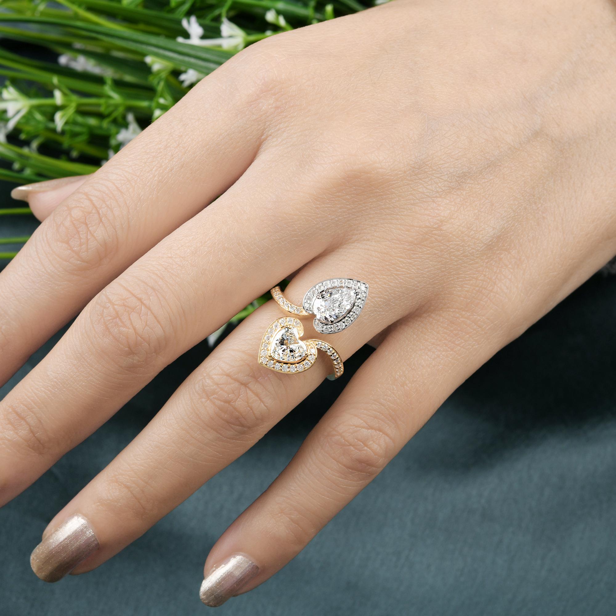 Im Angebot: Dual Tone Multi Form SI/H Diamond Open Wraparound Ring für Ehefrau 18k Gelbgold () 2