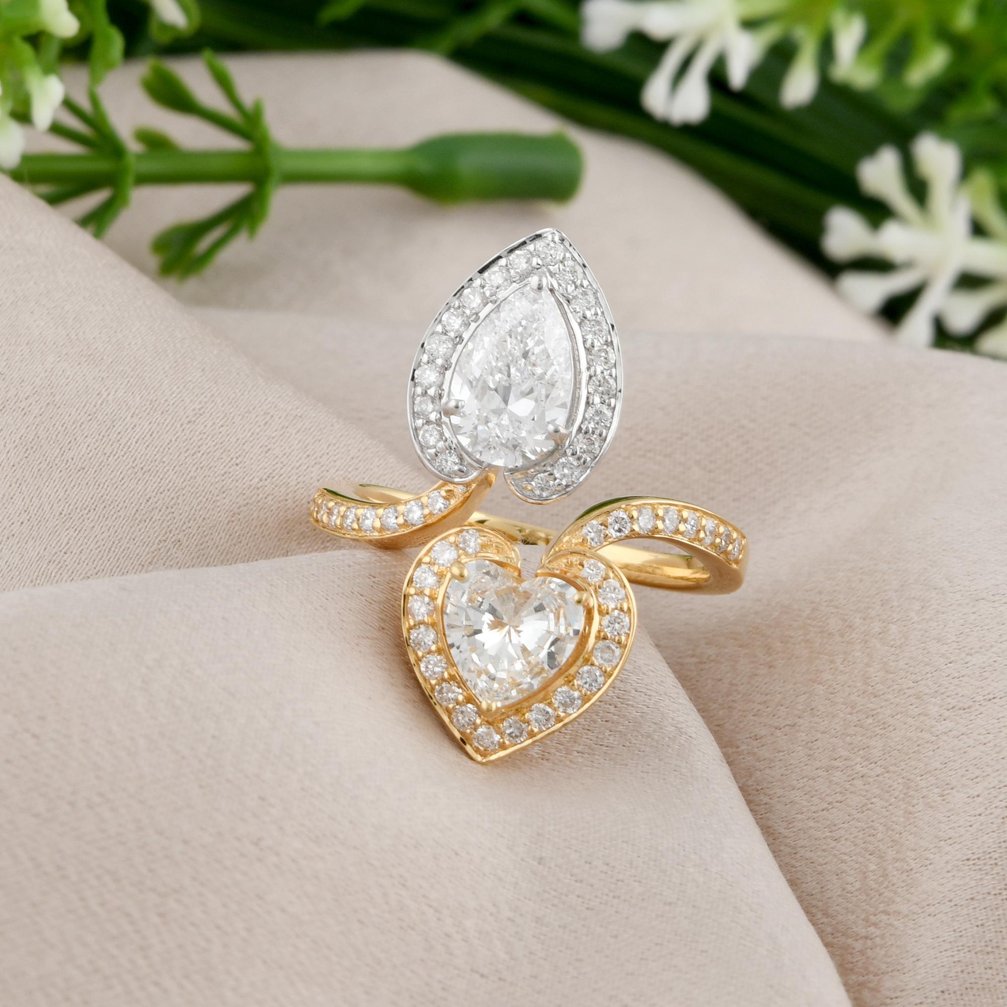 Im Angebot: Dual Tone Multi Form SI/H Diamond Open Wraparound Ring für Ehefrau 18k Gelbgold () 3