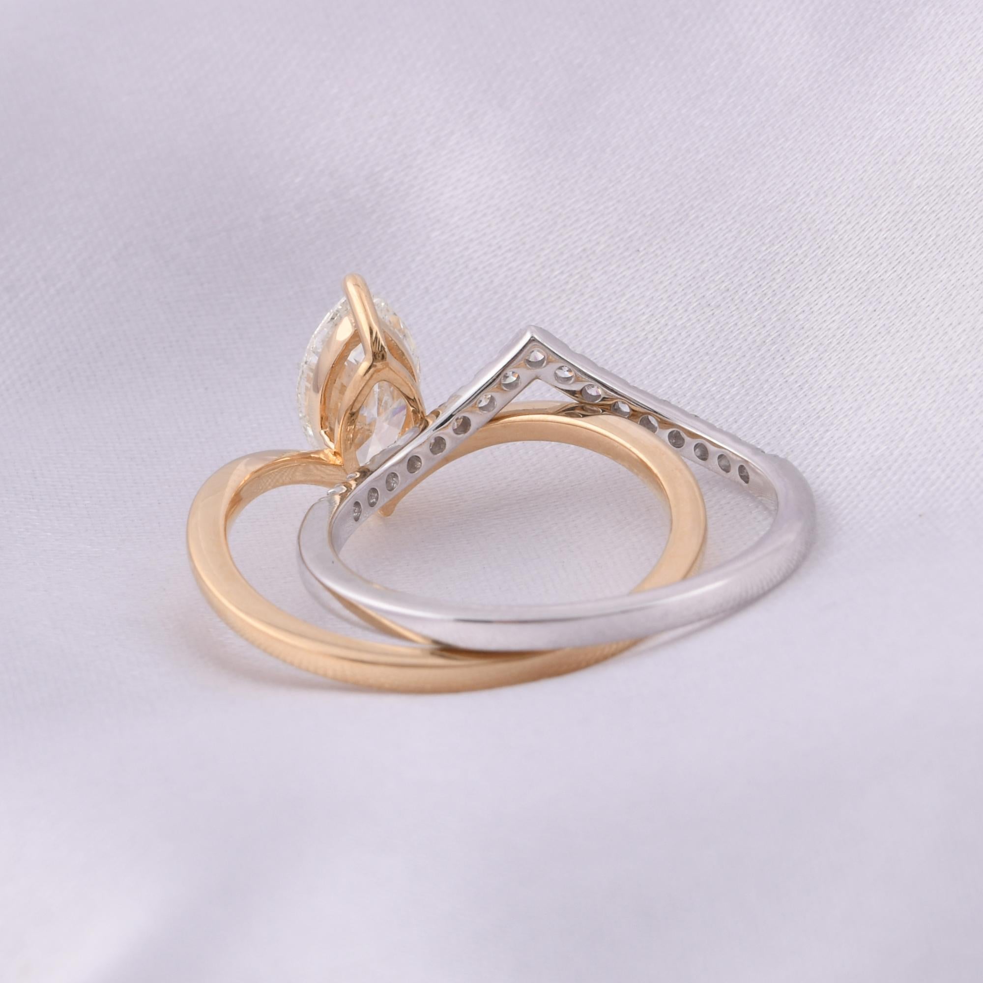 in vendita:  Anello a fascia impilabile con diamante naturale doppio tono Solitario Marquise in oro 18 carati 5