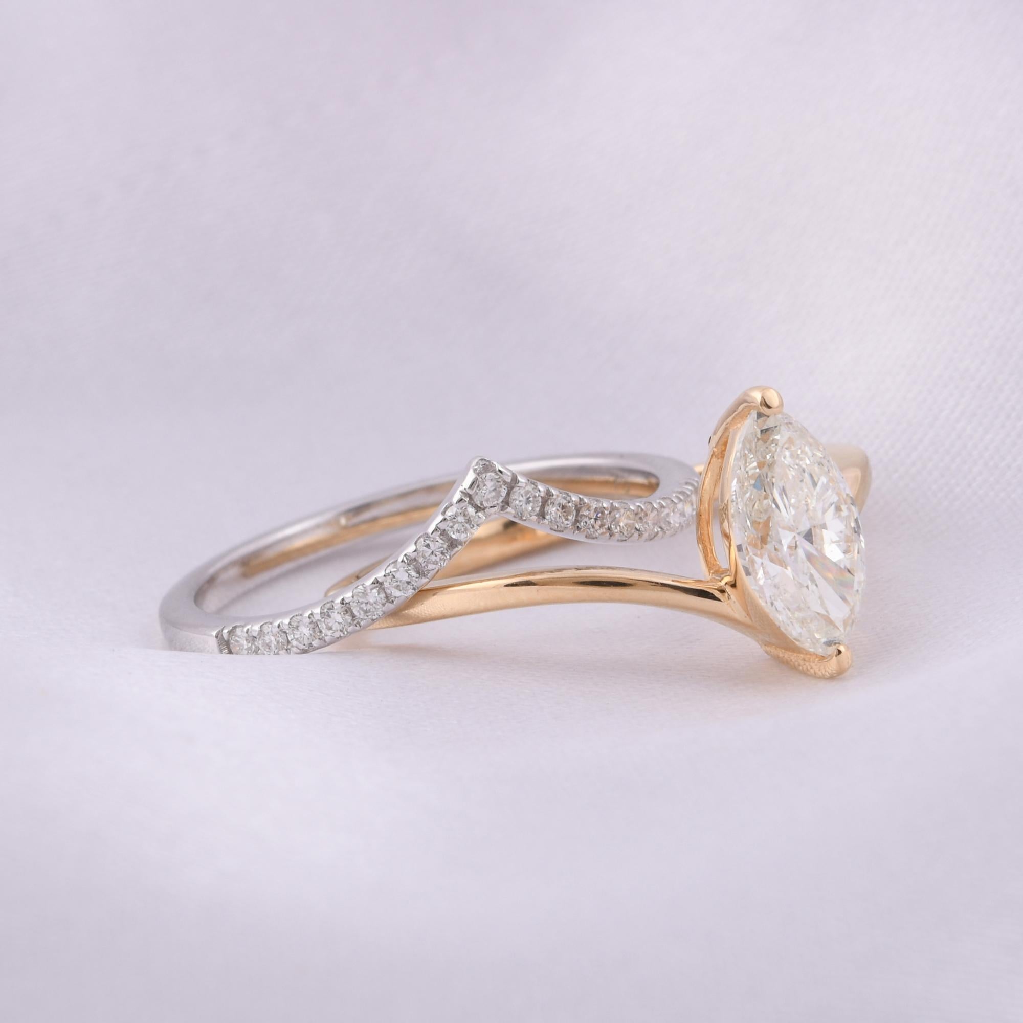 in vendita:  Anello a fascia impilabile con diamante naturale doppio tono Solitario Marquise in oro 18 carati 7