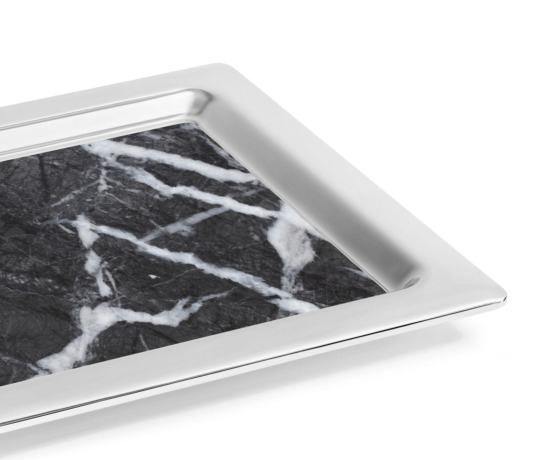 Other Dual Tray in Carnico Marble and Polished Metal by ANNA New York For Sale