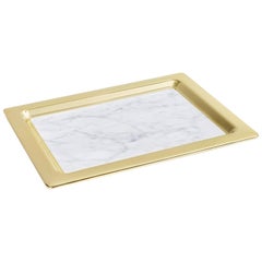 Dual Tray in Carrara Marble and Polished Gold Metal by ANNA new york