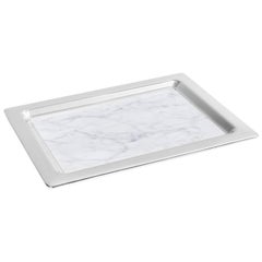 Dual Tray in Carrara Marble and Polished Metal by ANNA New York