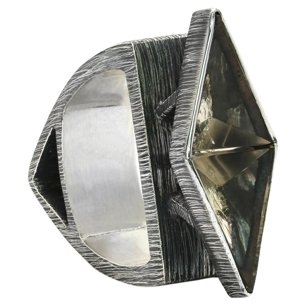 Dual Triangles Ring Crafted from Sterling Silver & Hewn Crystals