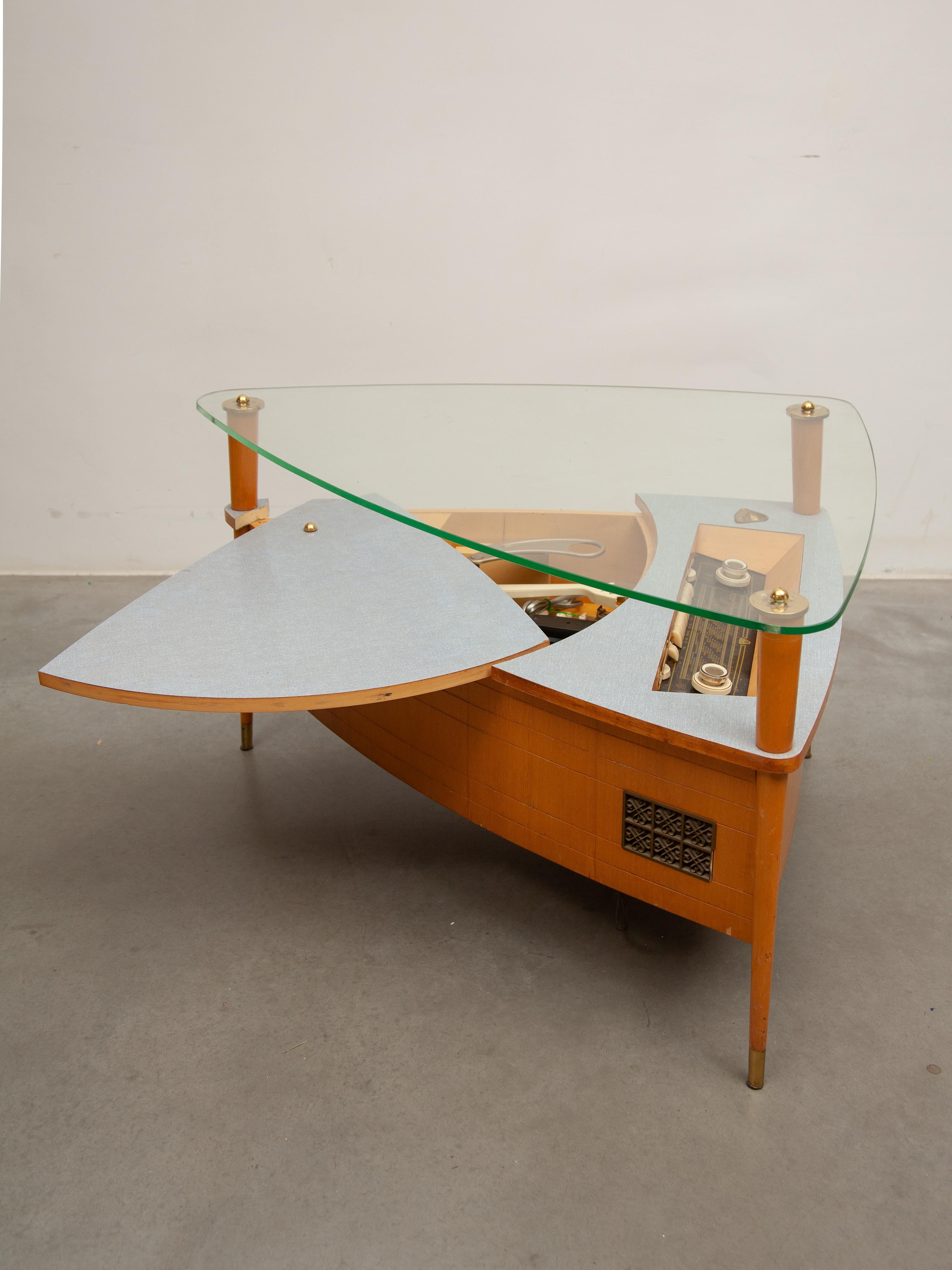 Mid-Century Modern Dual Type 1003 Turntable Record Player and Acec Radio Display, Germany, 1958 For Sale