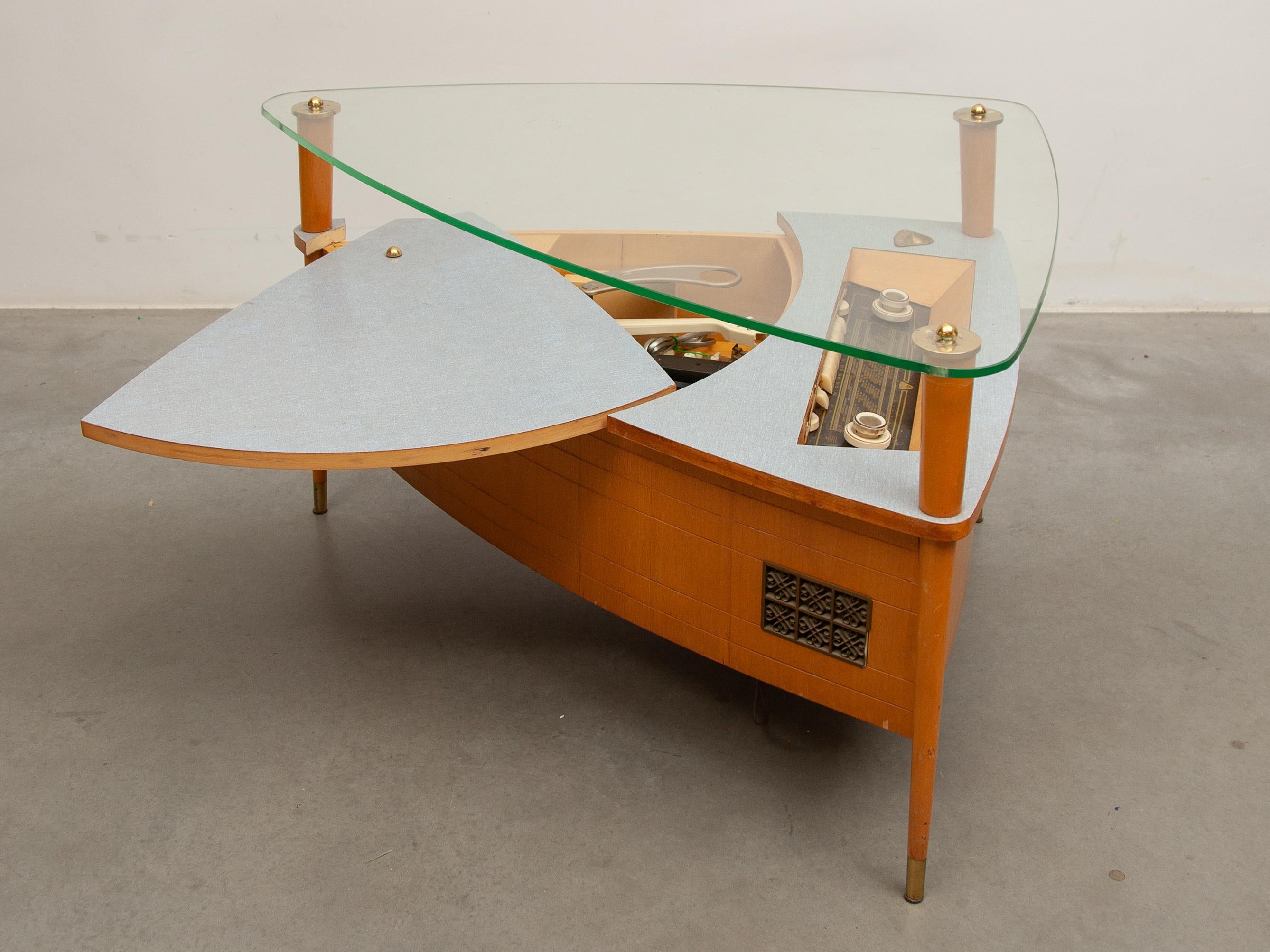 Hand-Crafted Dual Type 1003 Turntable Record Player and Acec Radio Display, Germany, 1958 For Sale