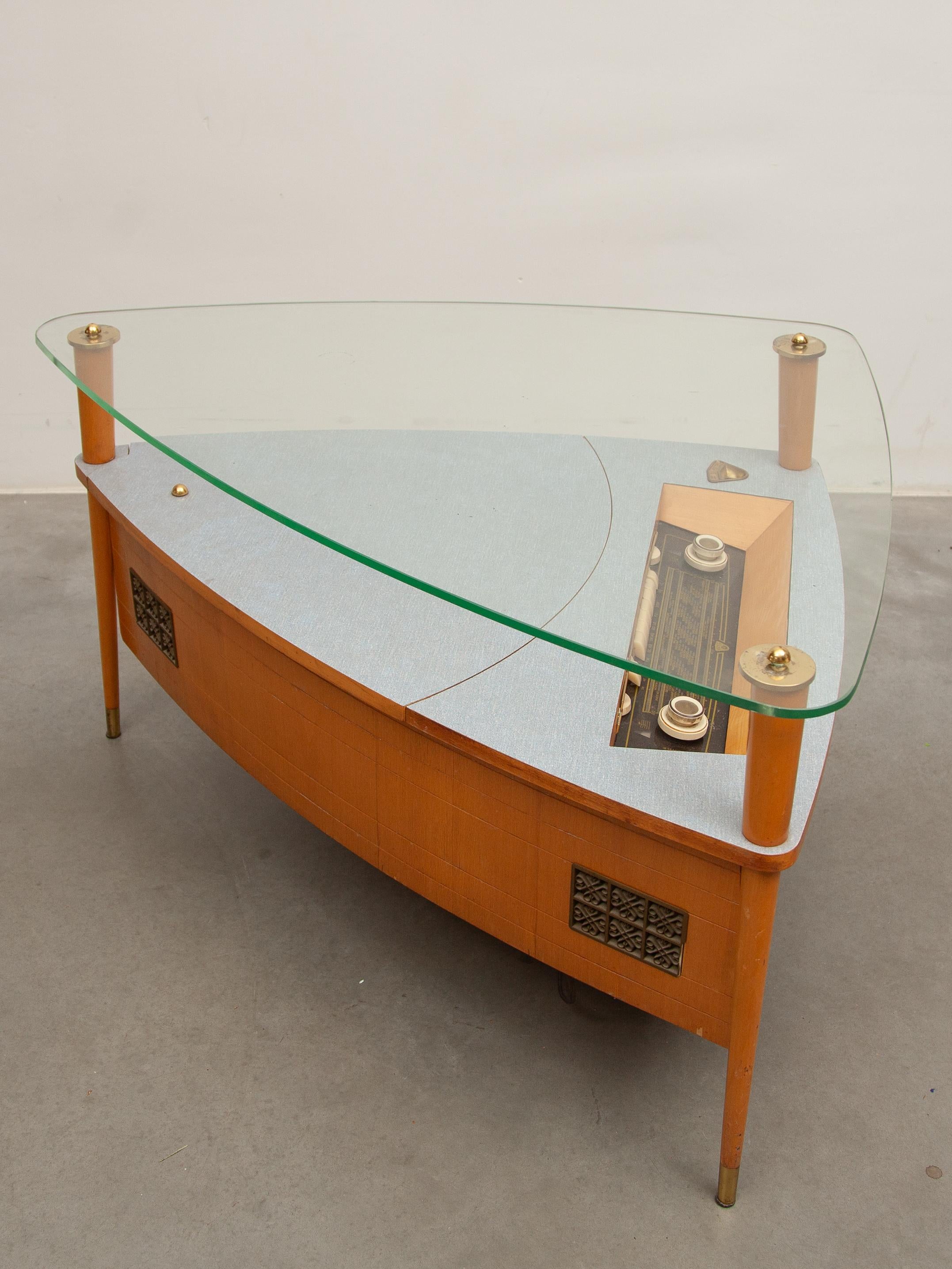 Dual Type 1003 Turntable Record Player and Acec Radio Display, Germany, 1958 In Good Condition For Sale In Antwerp, BE