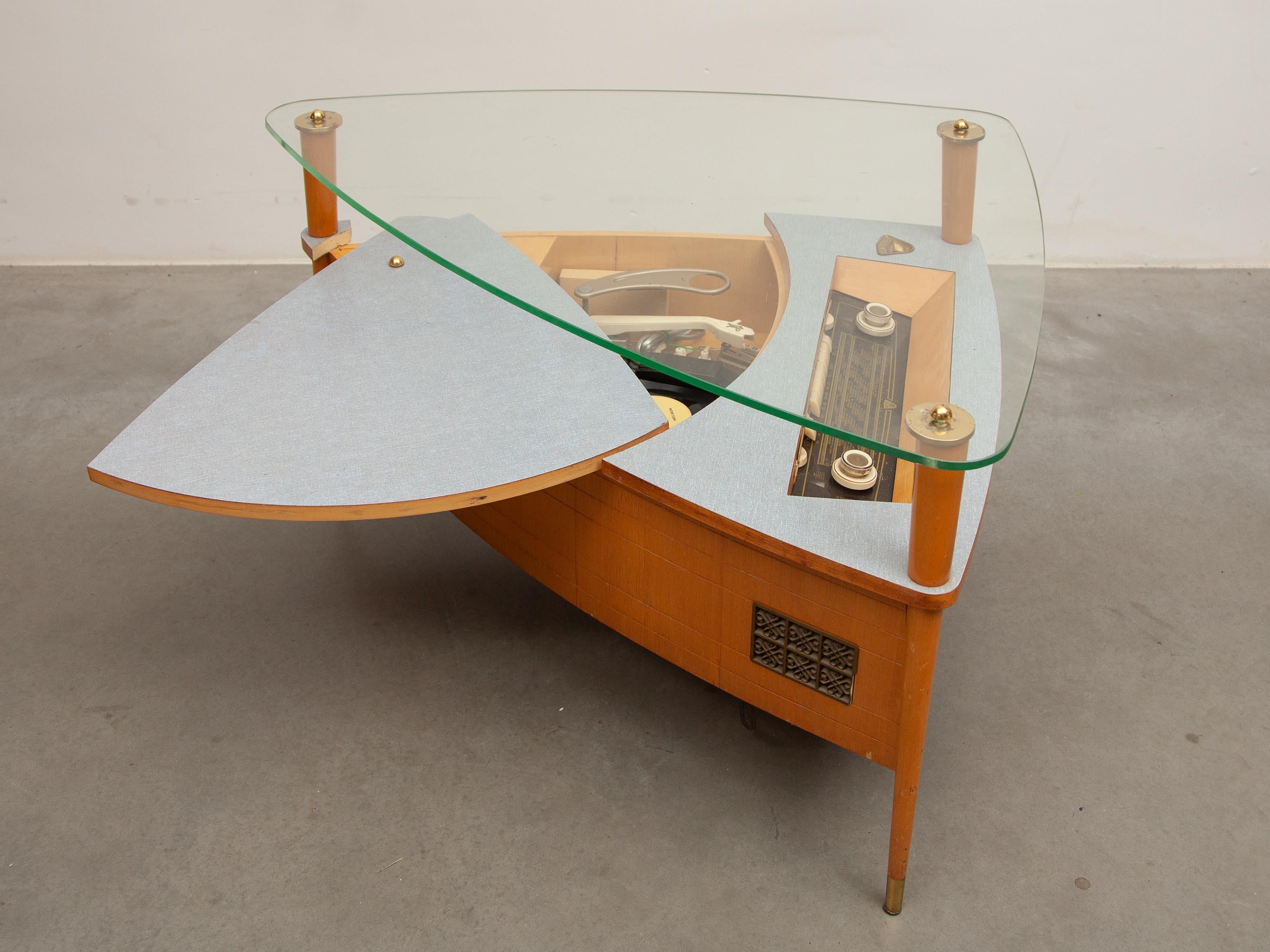 Mid-20th Century Dual Type 1003 Turntable Record Player and Acec Radio Display, Germany, 1958 For Sale
