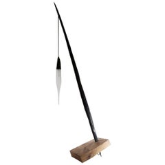 Dual Unique Sculpted Wood and Glass Contemporary Art Lighting by Jérôme Pereira