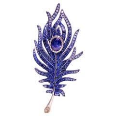 Dual-use Sapphire Feather Brooch and Pendant