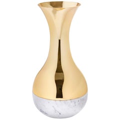 Dual Vase in Marble and Polished Gold Metal by ANNA New York