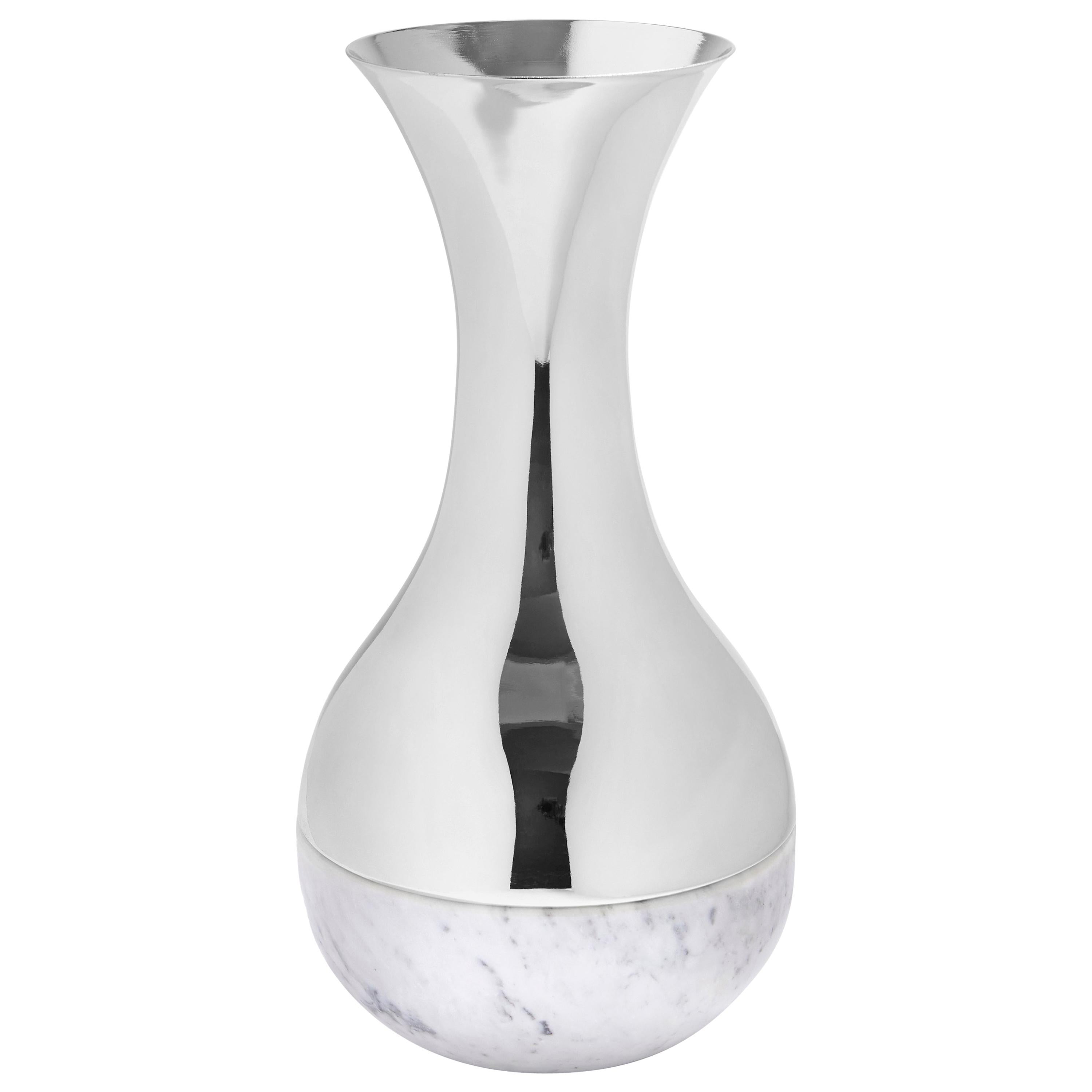 Dual Vase in Marble and Polished Metal by ANNA New York
