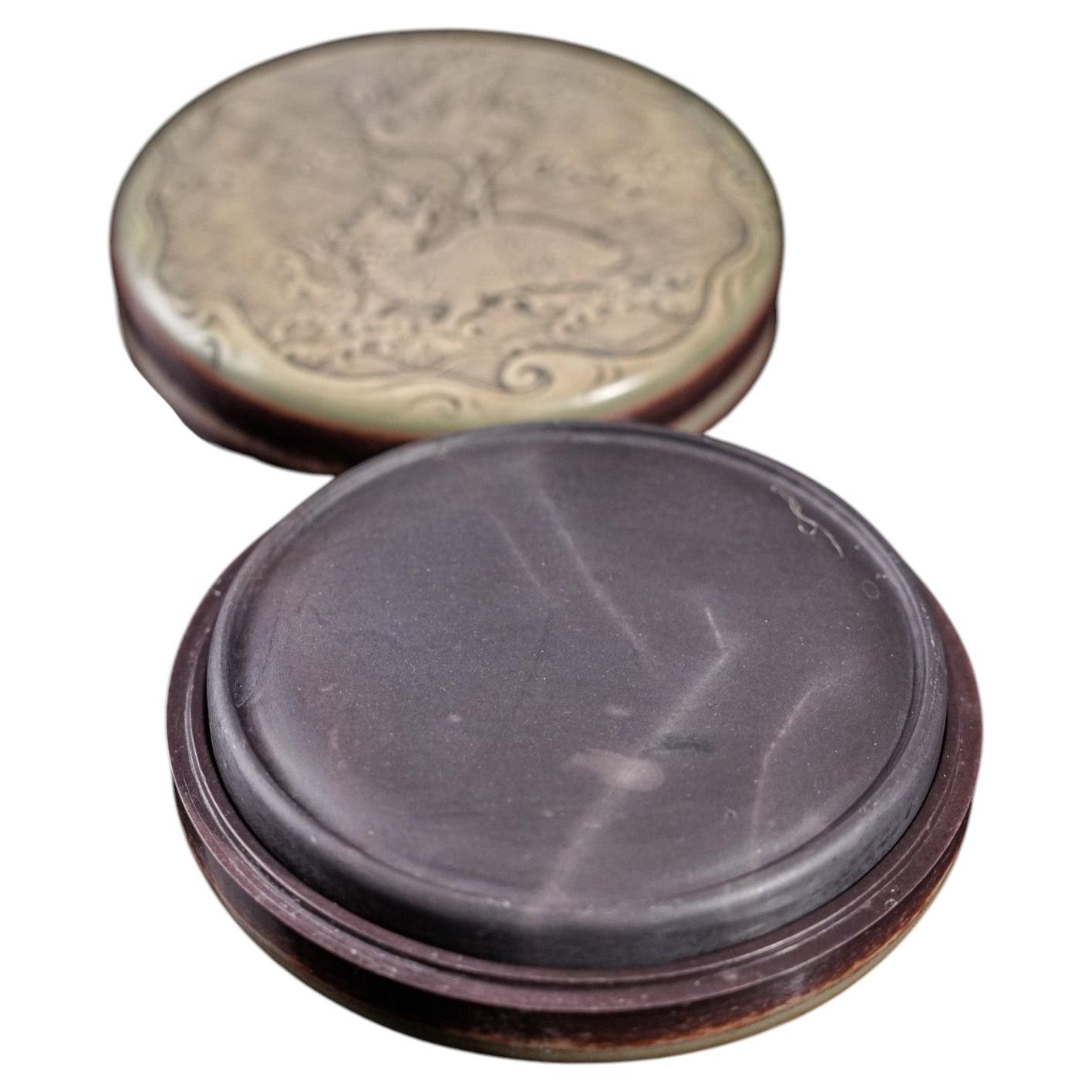 “First Among Scholars” Chinese Duan Inkstone and Guizhou Purple-Robe Stone Box