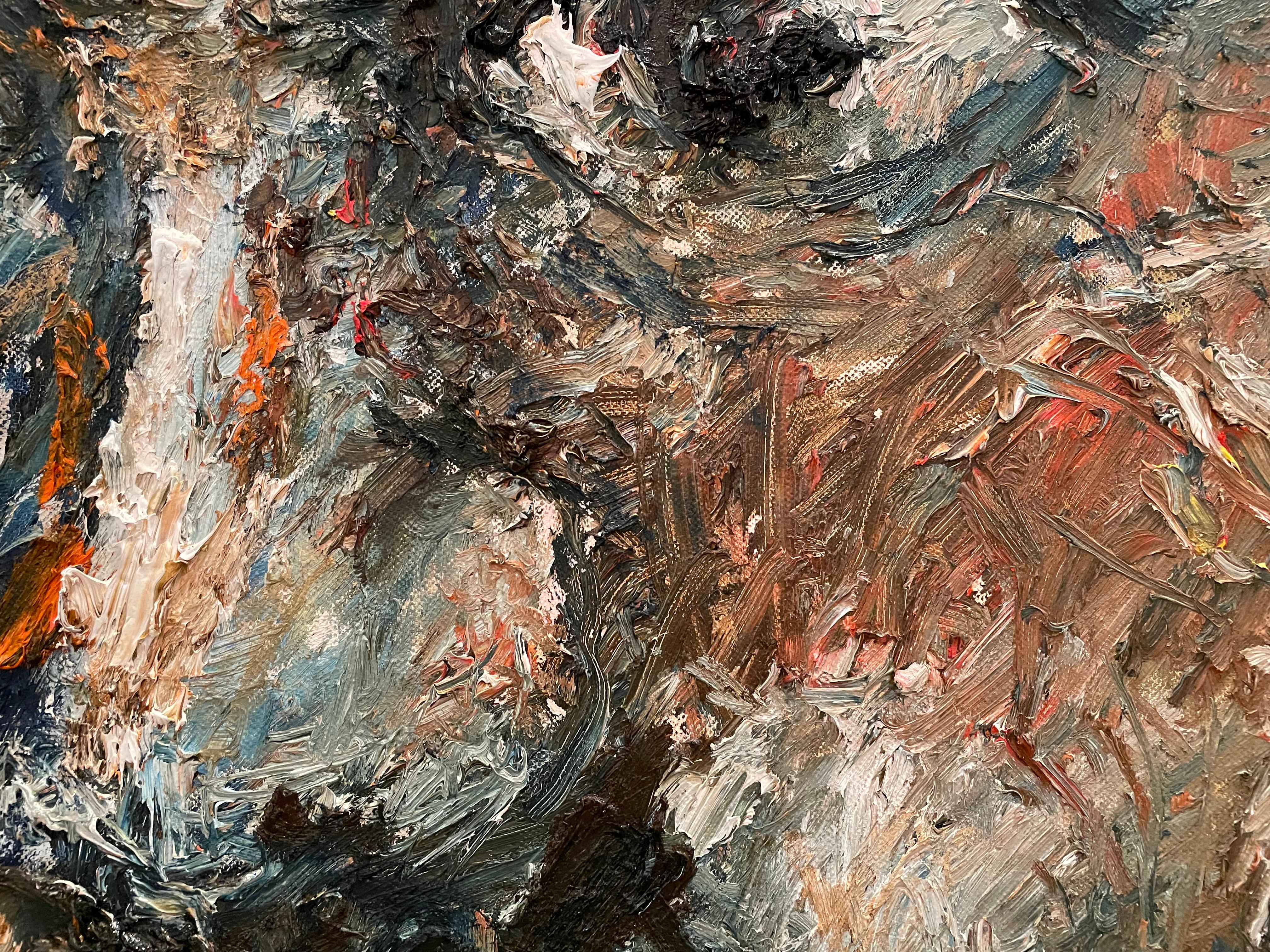 'Father Series No. 8' Ritratto a olio su tela Arte contemporanea con texture di Duan - Painting Espressionista di Duan Zhaonan