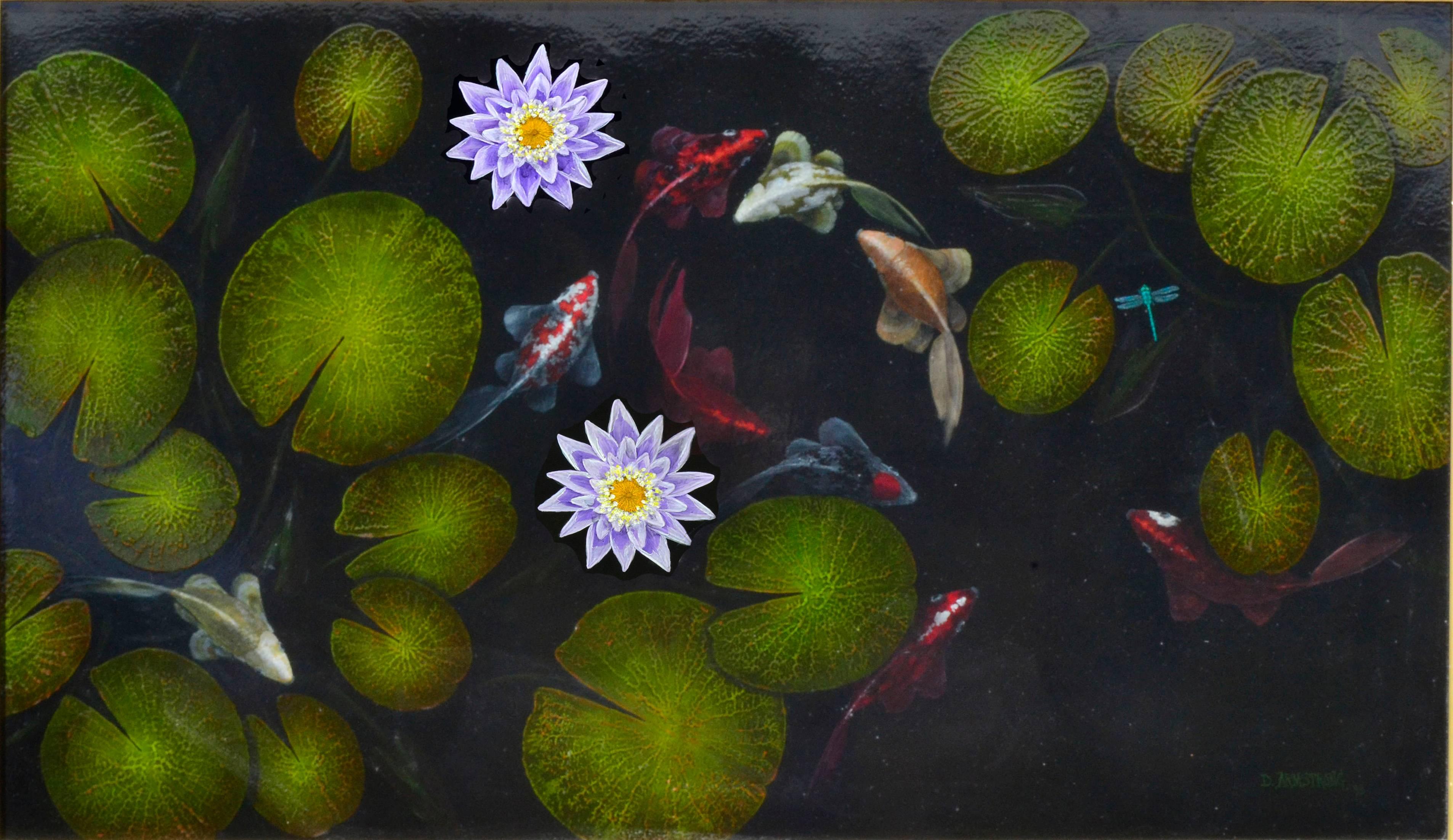 Koi Pond by Duane Armstrong - Painting by Duane Albert Armstrong