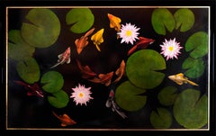 "Koi  Pond" with Water Lilies Oil on Canvas