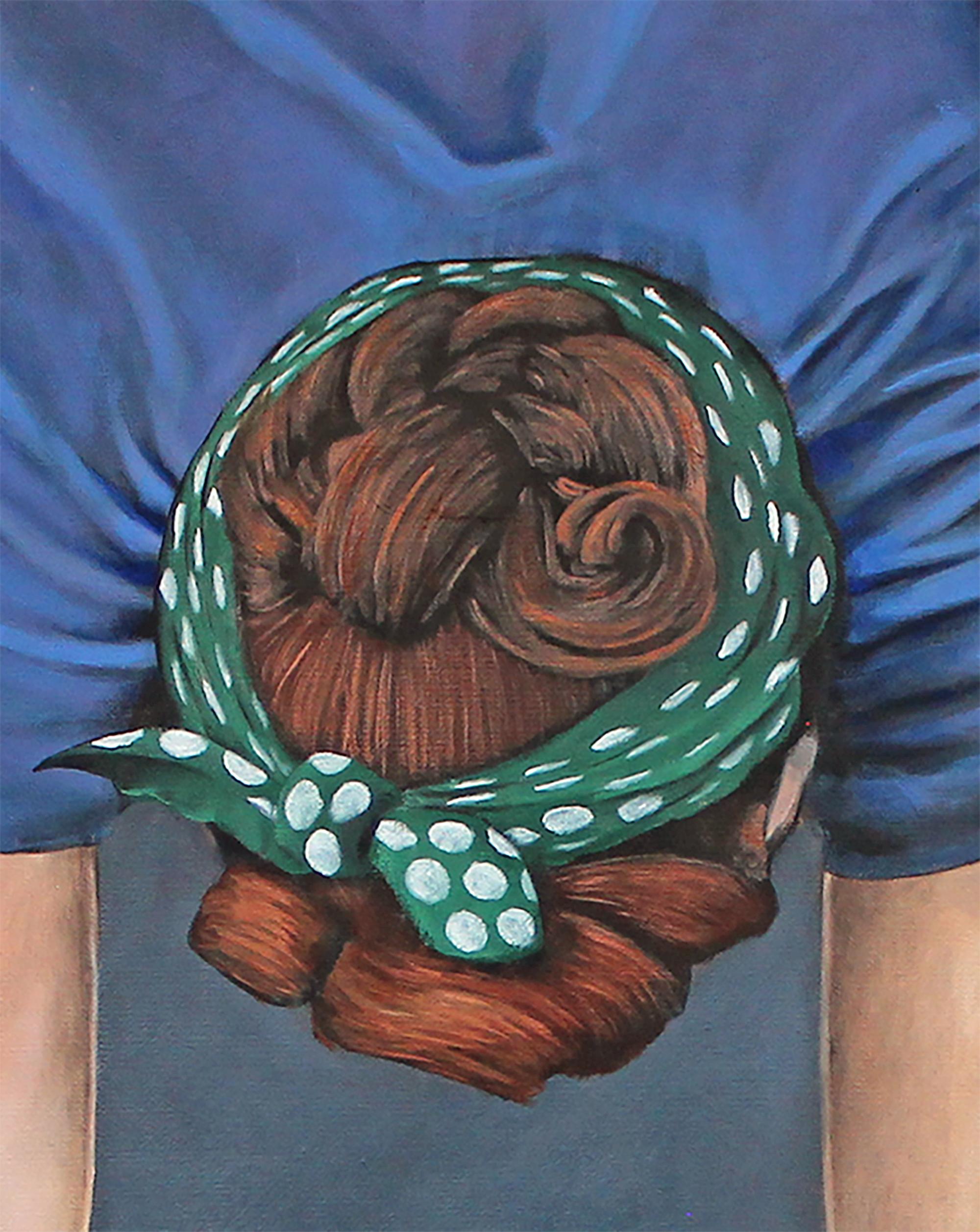 Fleur de cactus, peinture à l'huile - Violet Portrait Painting par Duane Brown