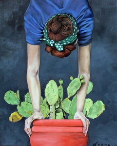 Flor de cactus, Pintura al óleo