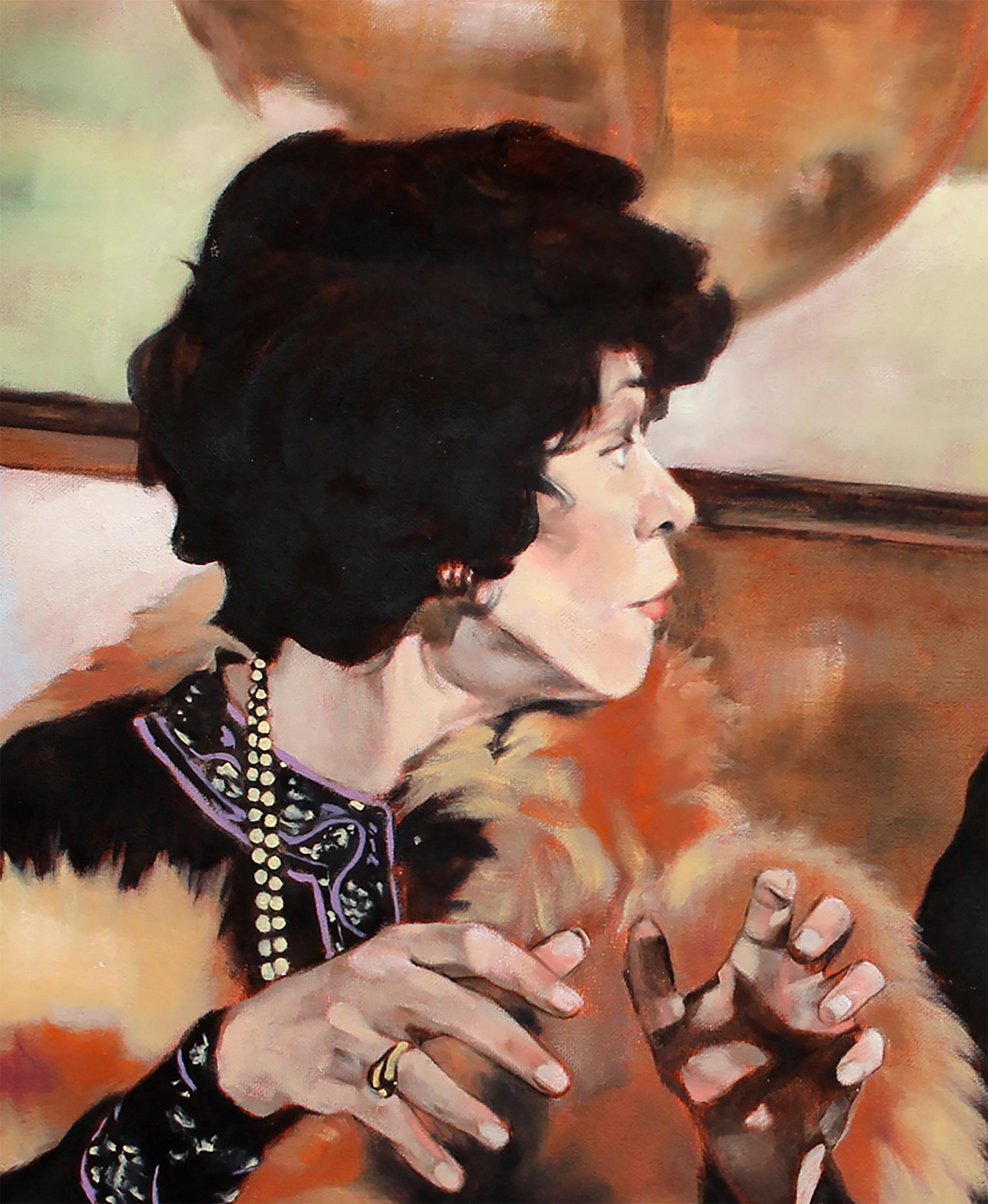 Erster Anruf, Ölgemälde (Schwarz), Portrait Painting, von Duane Brown