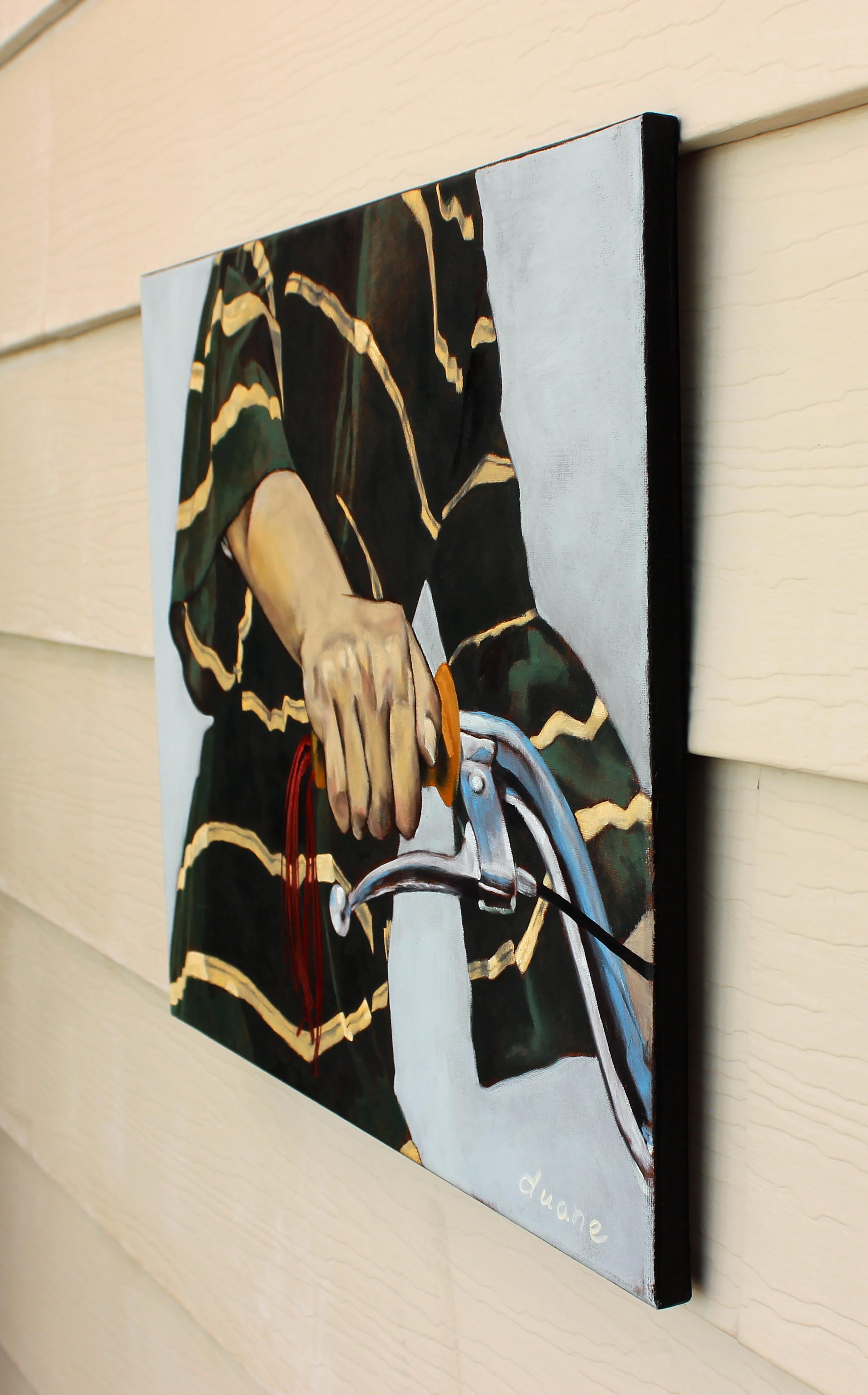Handlebar, Oil Painting - Black Portrait Painting by Duane Brown
