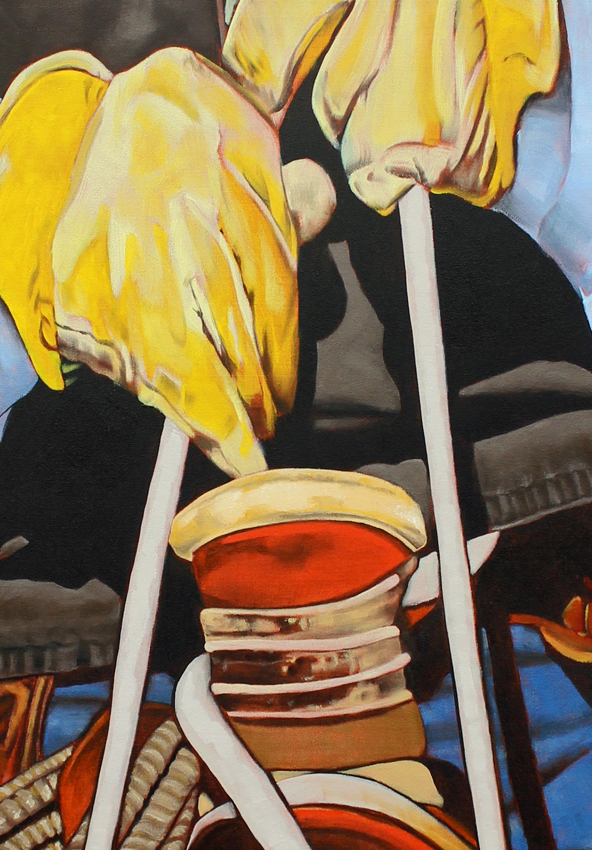 Gesattelt, Ölgemälde (Braun), Figurative Painting, von Duane Brown