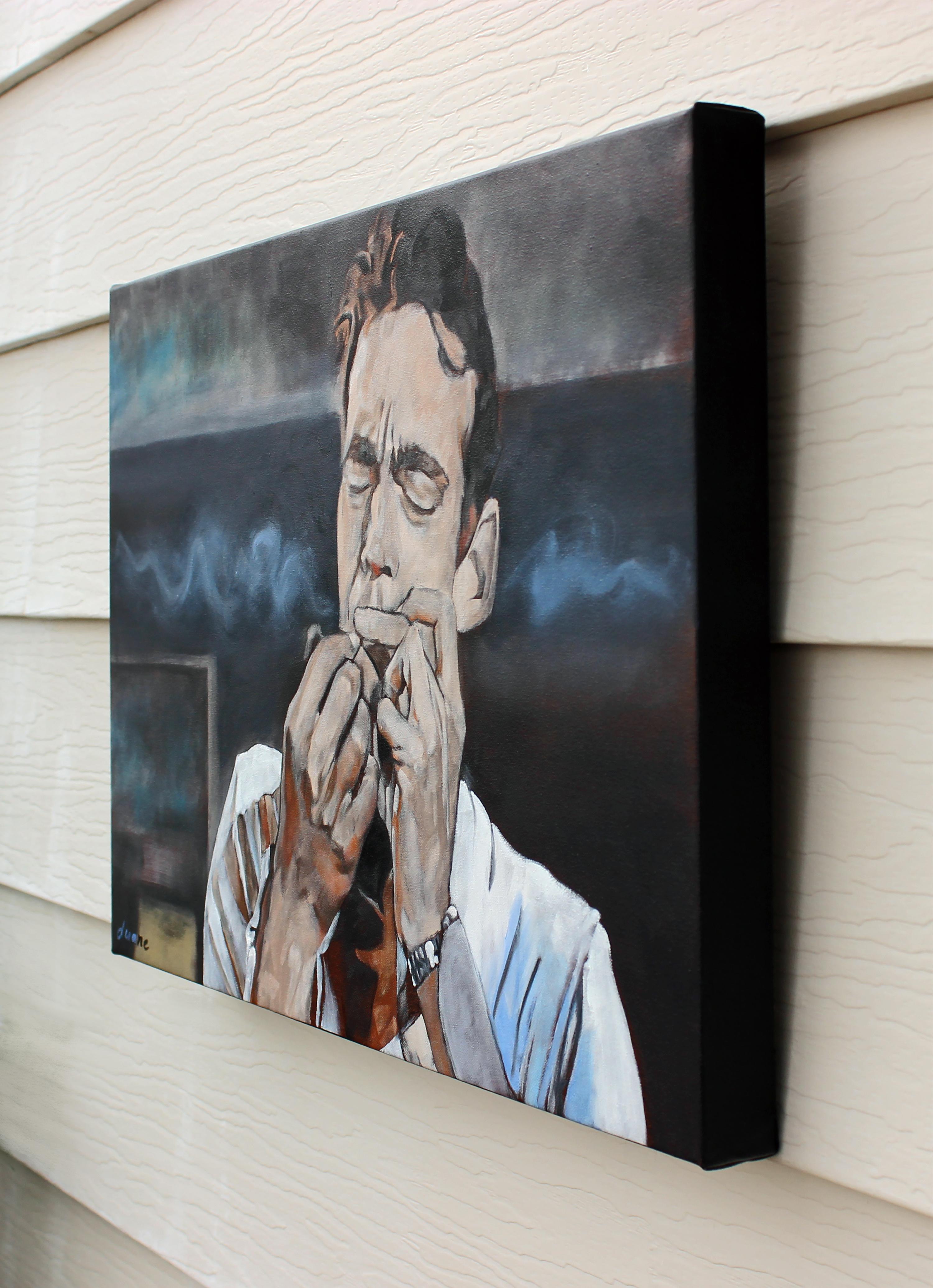 Smoke, Oil Painting - Black Figurative Painting by Duane Brown