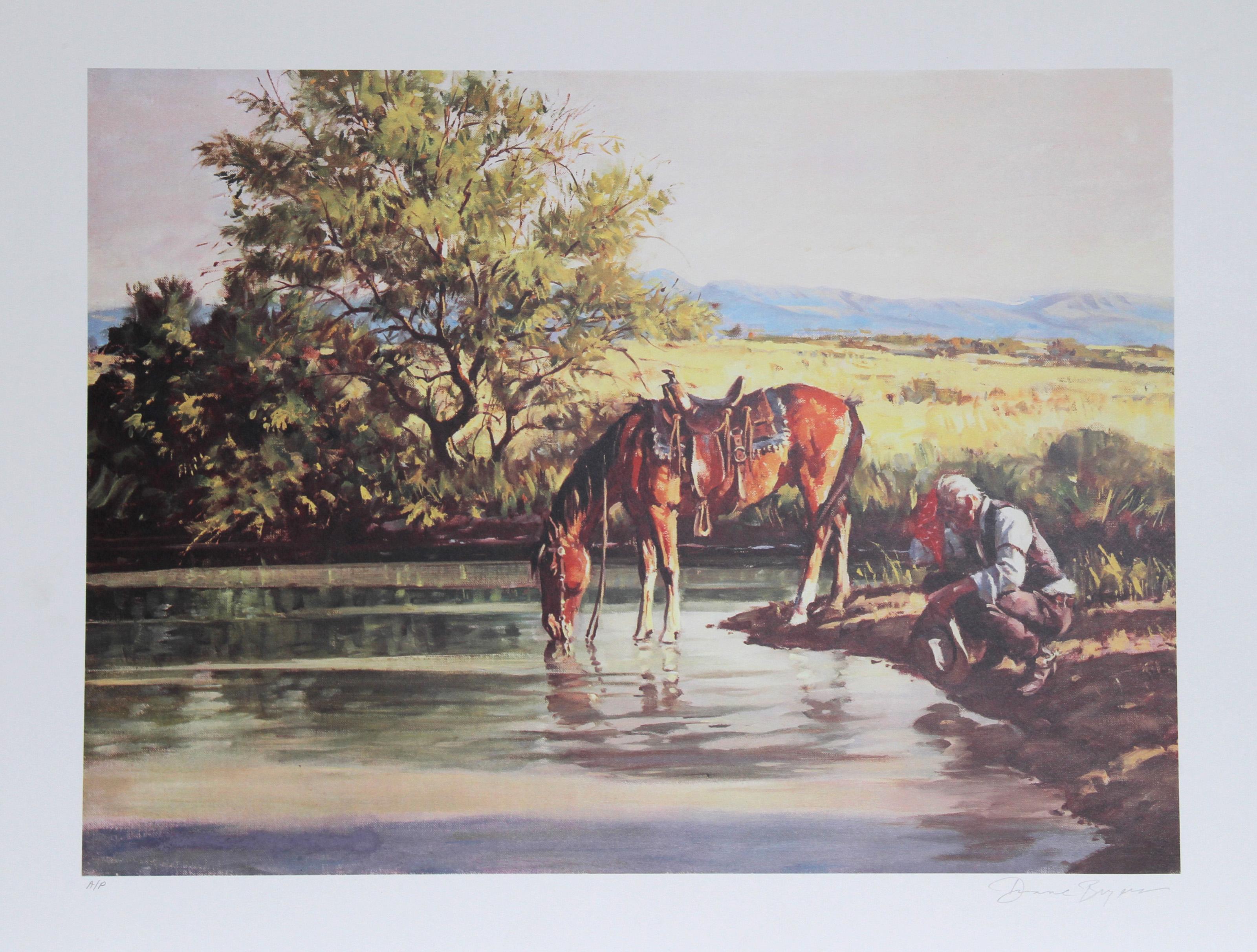 Duane Bryers, americano (1911 - 2012) - Lungo la strada, Anno:  1979, Medio:  Litografia, firmata e numerata a matita, Edizione:  AP, Dimensioni immagine:  17 x 22,5 pollici, Dimensioni:  21.5 in. x 28 in. (54.61 cm x 71.12 cm), Descrizione:  In