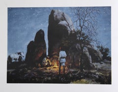 Apache Fire Light, American Western Art Lithograph by Duane Bryers