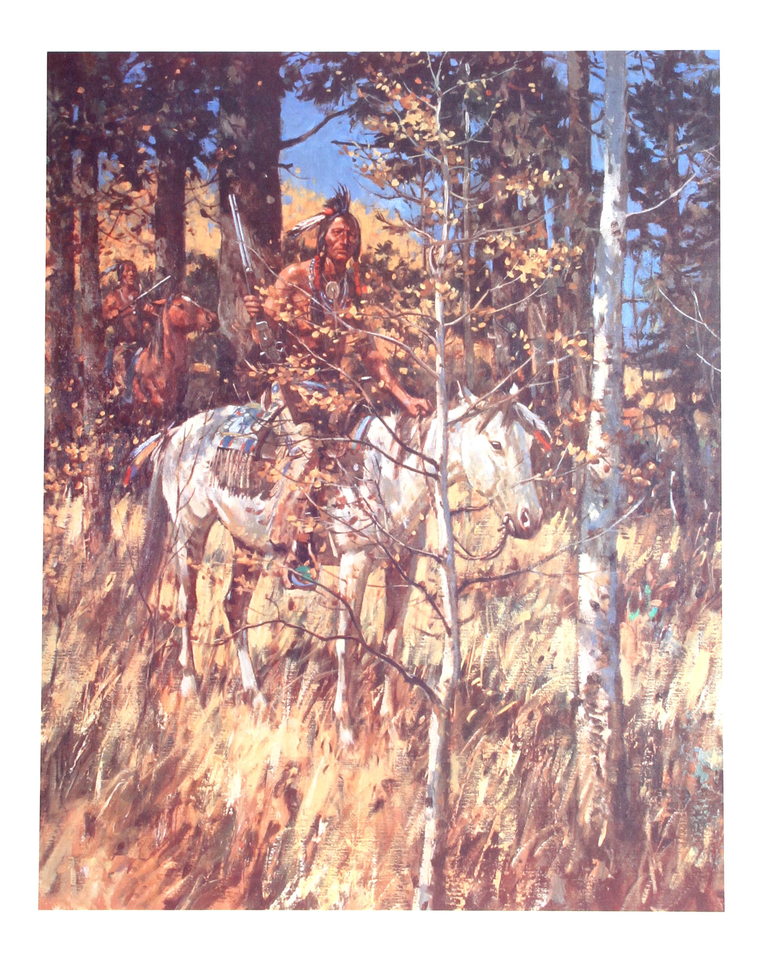 Duane Bryers, estadounidense (1911 - 2012) - Camuflaje, Año:  1979, Medio:  Litografía, Firmada y numerada a lápiz, Edición:  300, AP, Tamaño de la imagen:  22,5 x 18 pulg., Tamaño:  67,31 cm x 52,07 cm, Descripción:  Oculto entre los abedules y las